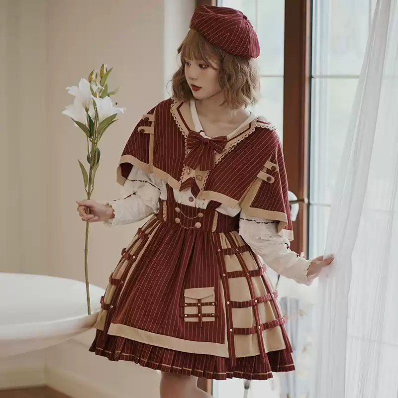 YLF Dress Original Lolita Winter Full Set Coat - Black Fairy Tale Overcoat and Vest Black Jacket