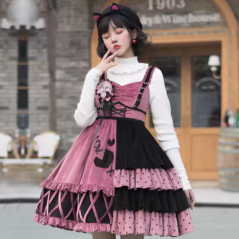 YLF Dress JSK OP Original Lolita Retro Gothic Darkness Style