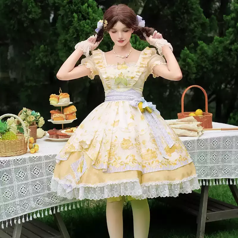 YLF Dress Original Autumn Summer Lolita Cat Detective JSK Japanese Front-Opening Retro Academia Style
