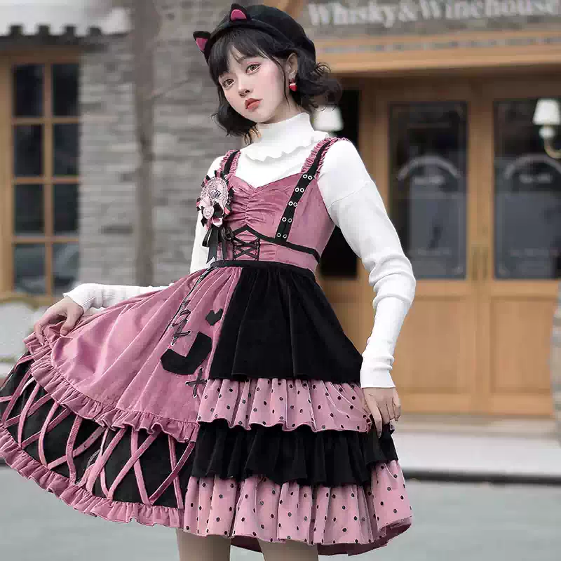 YLF Dress JSK OP Original Lolita Retro Gothic Darkness Style