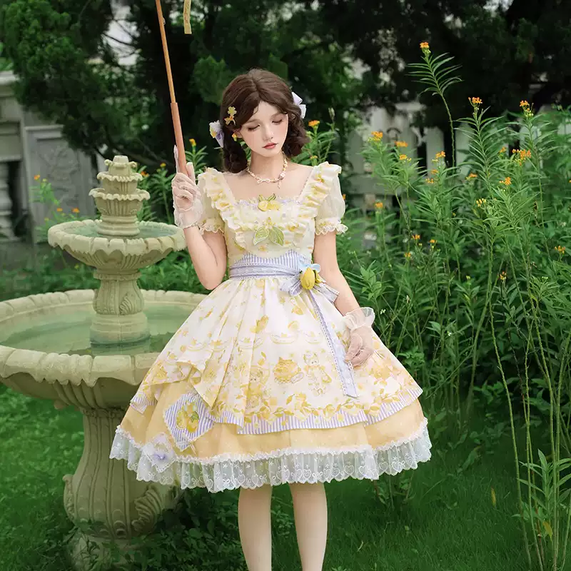 YLF Dress Original Autumn Summer Lolita Cat Detective JSK Japanese Front-Opening Retro Academia Style