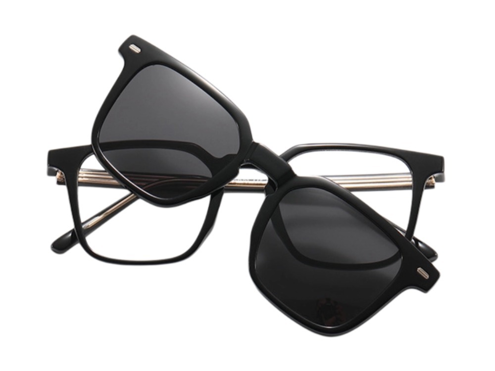 Ike - Square Glasses with Magnetic Polarized Sunglasses