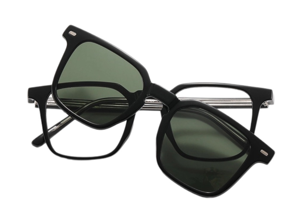 Ike - Square Glasses with Magnetic Polarized Sunglasses