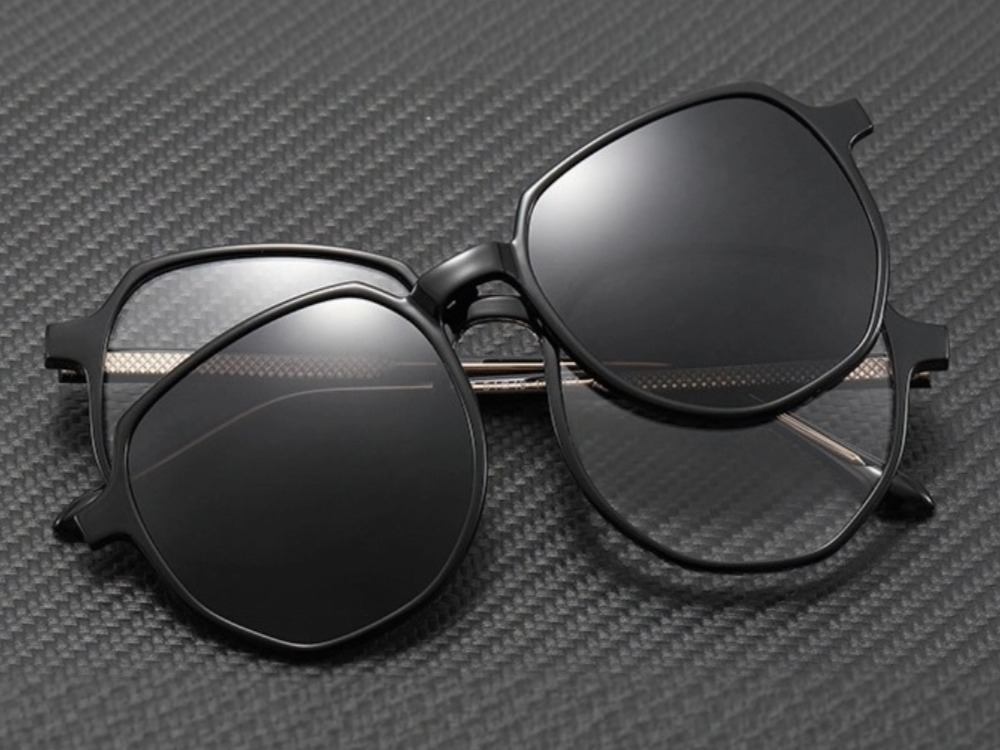 Abe - Geometric Glasses with Magnetic Polarized Sunglasses