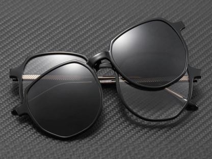 Abe - Geometric Glasses with Magnetic Polarized Sunglasses