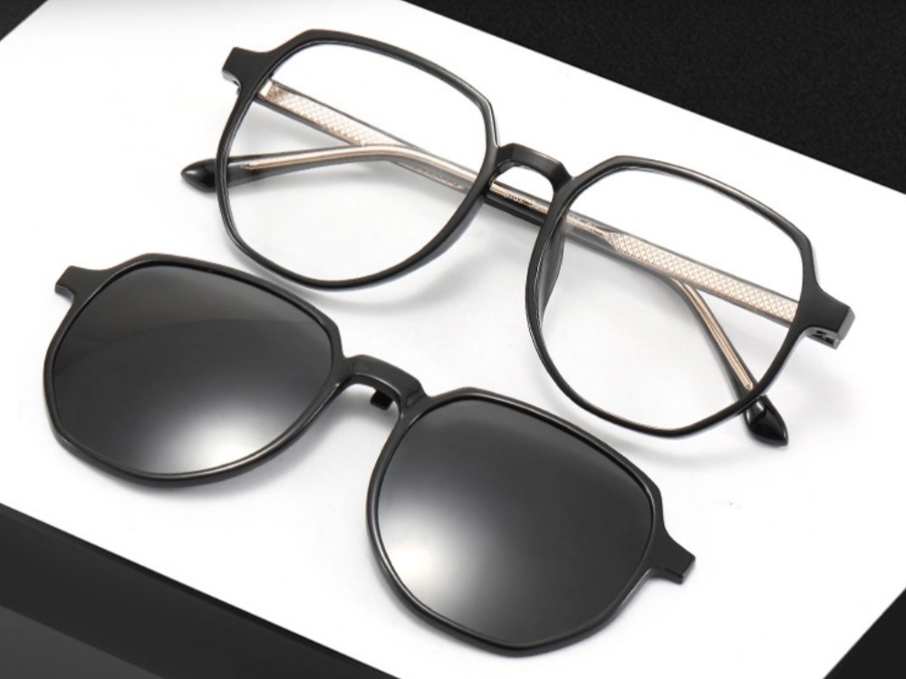 Abe - Geometric Glasses with Magnetic Polarized Sunglasses