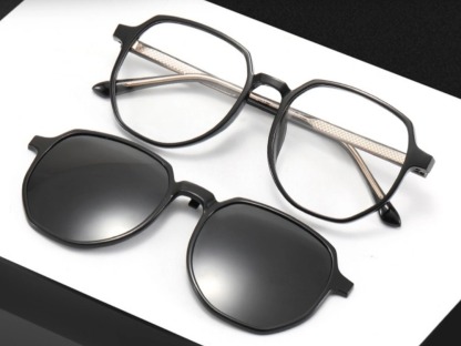 Abe - Geometric Glasses with Magnetic Polarized Sunglasses