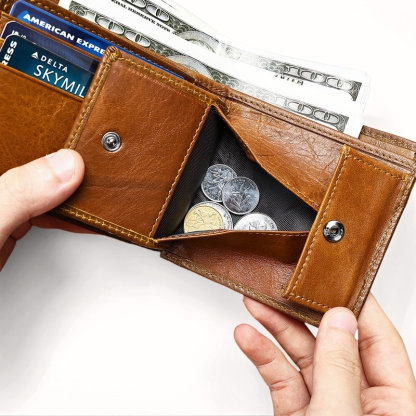 Gowalletly - RFID Leather Men's Wallet with Multi-Function