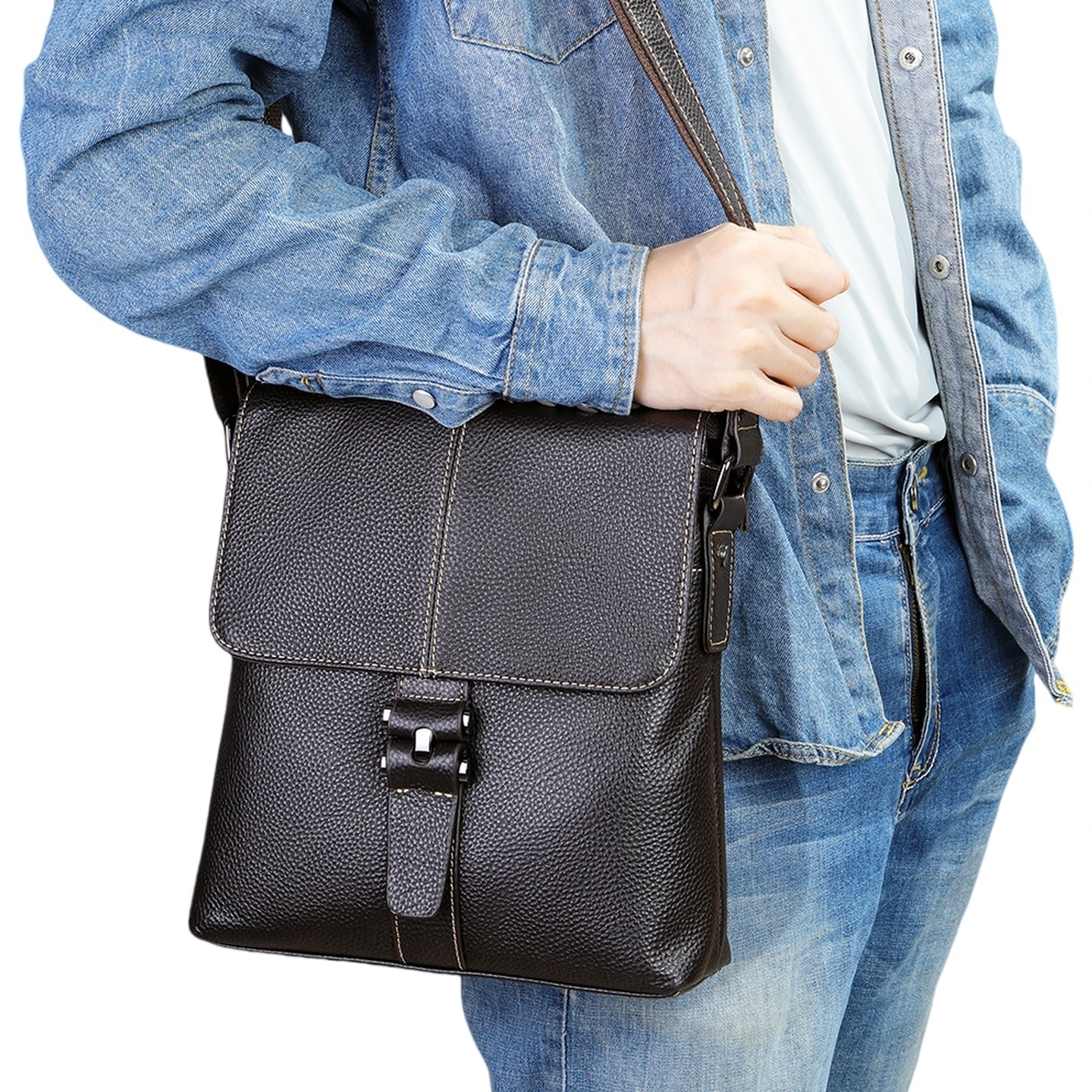 Gowalletly Retro Leather Messenger Bag
