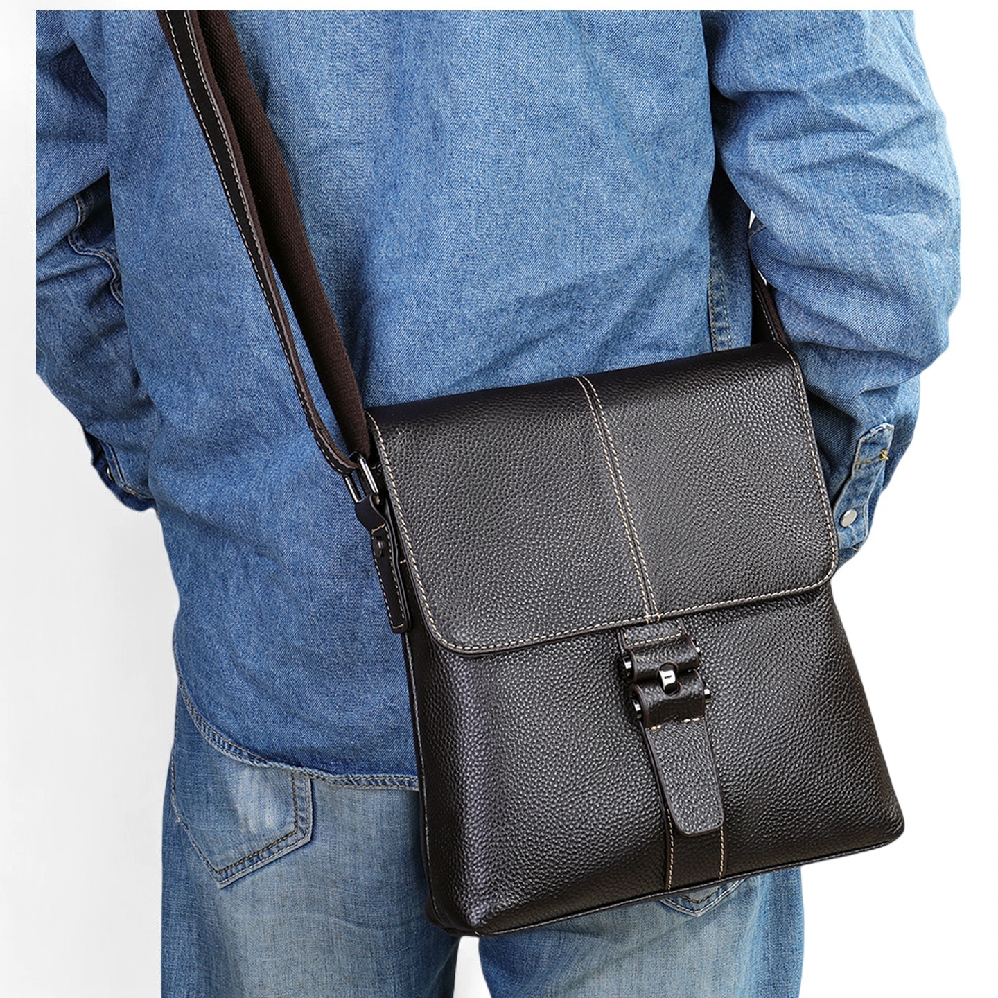 Gowalletly Retro Leather Messenger Bag