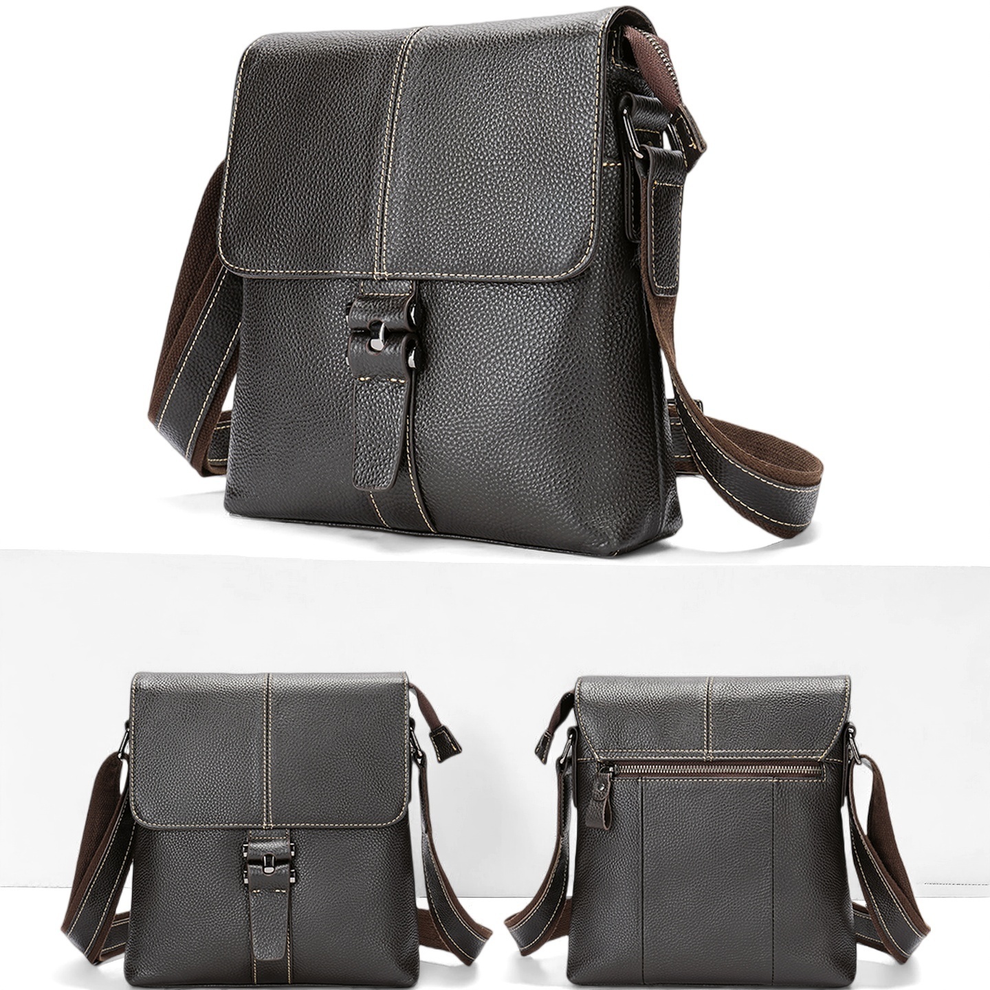 Gowalletly Retro Leather Messenger Bag