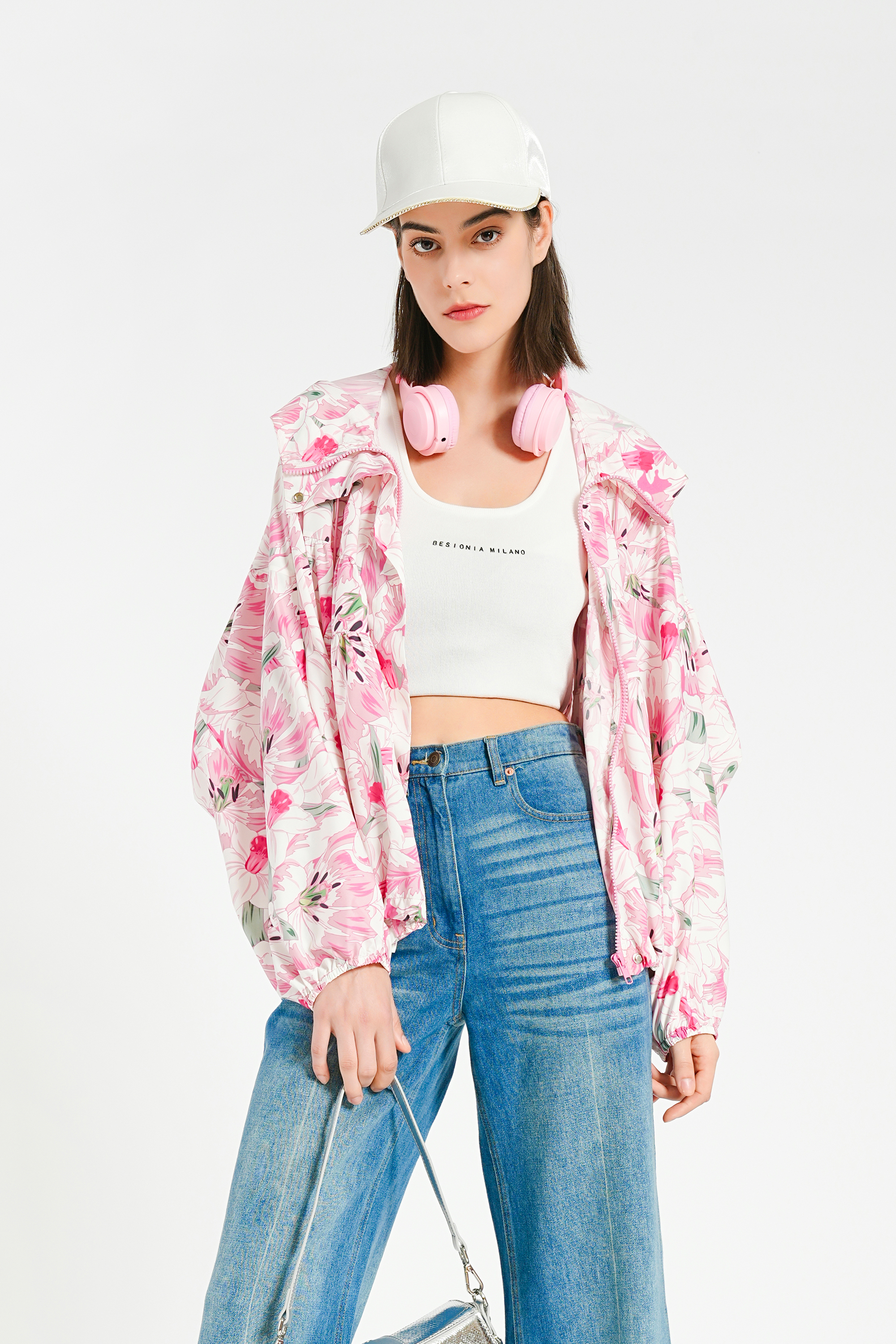 BESIONIA Botanical Print Short Jacket