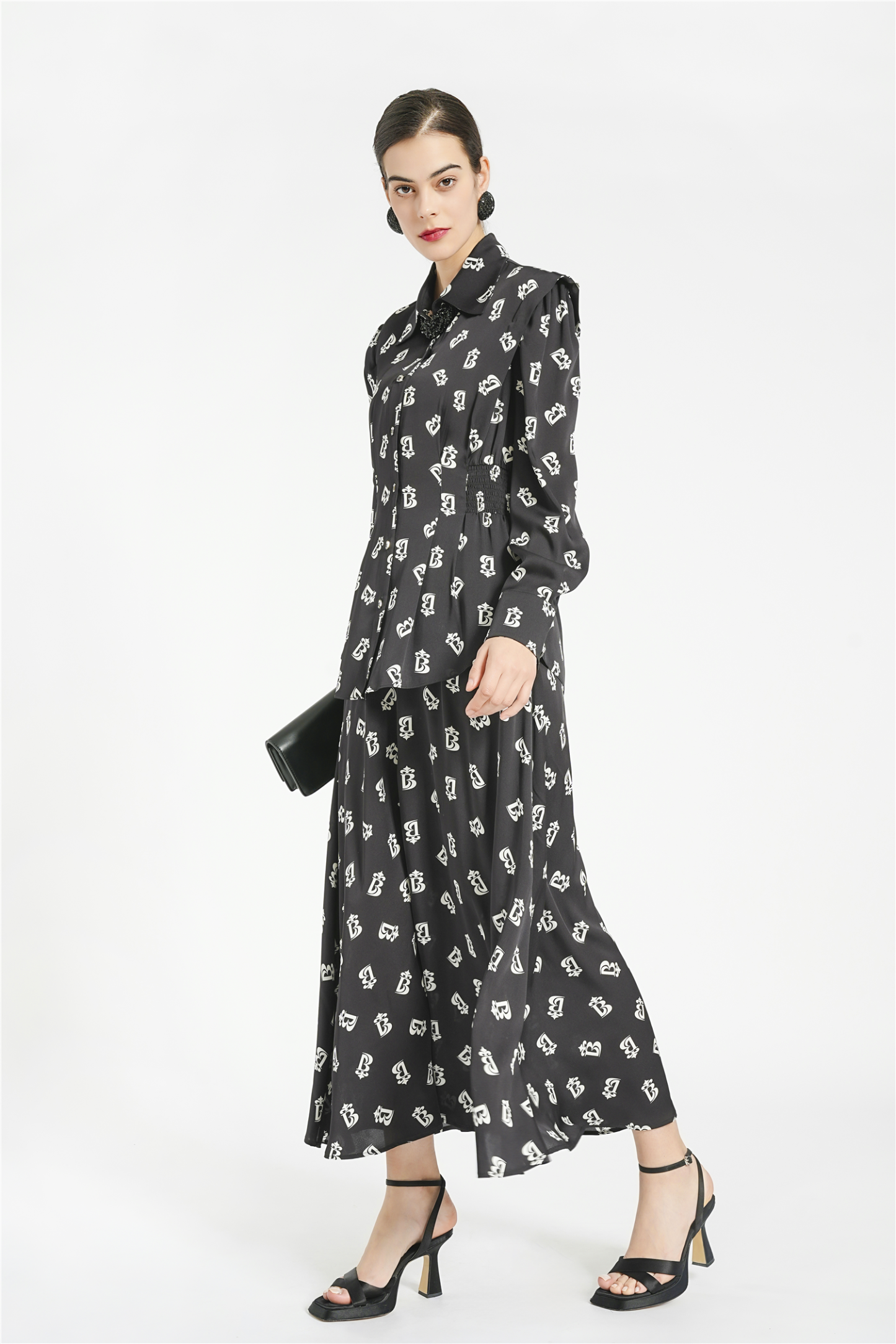 BESIONIA Mulberry Silk Alphabet Half-body Dress