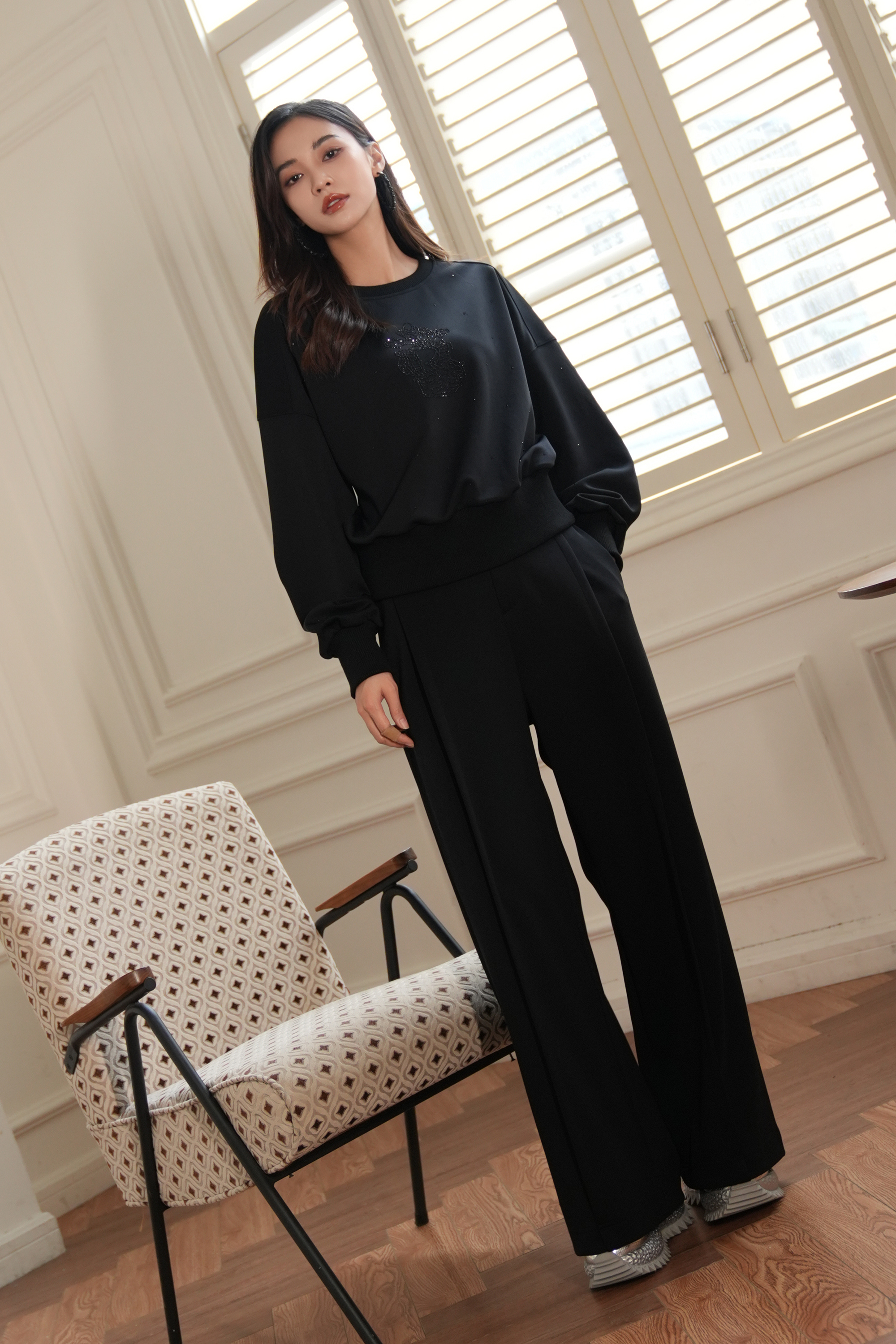 BESIONIA Vintage Classic Black Casual Pants