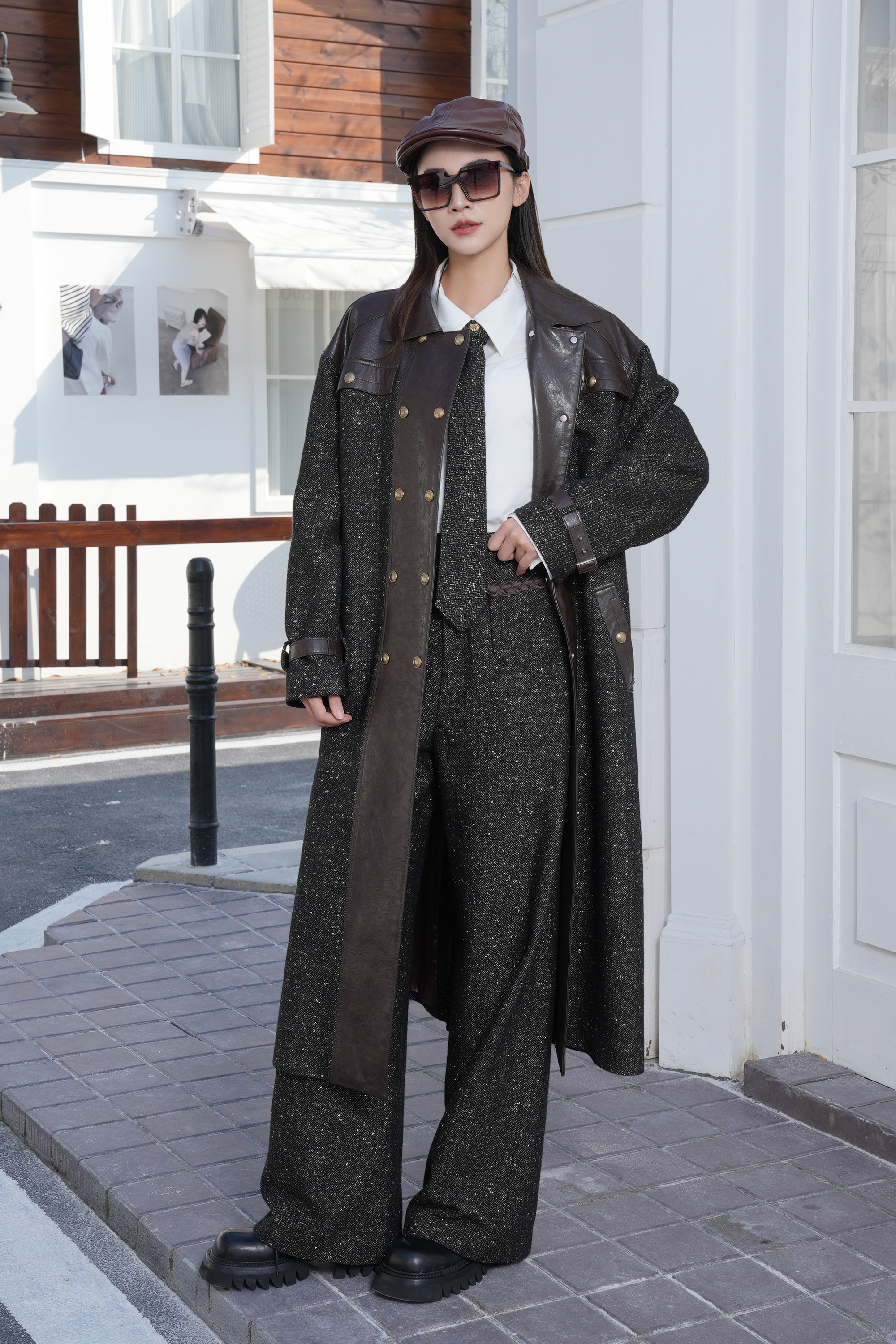 BESIONIA Patchwork Color Clash Elegant Coat