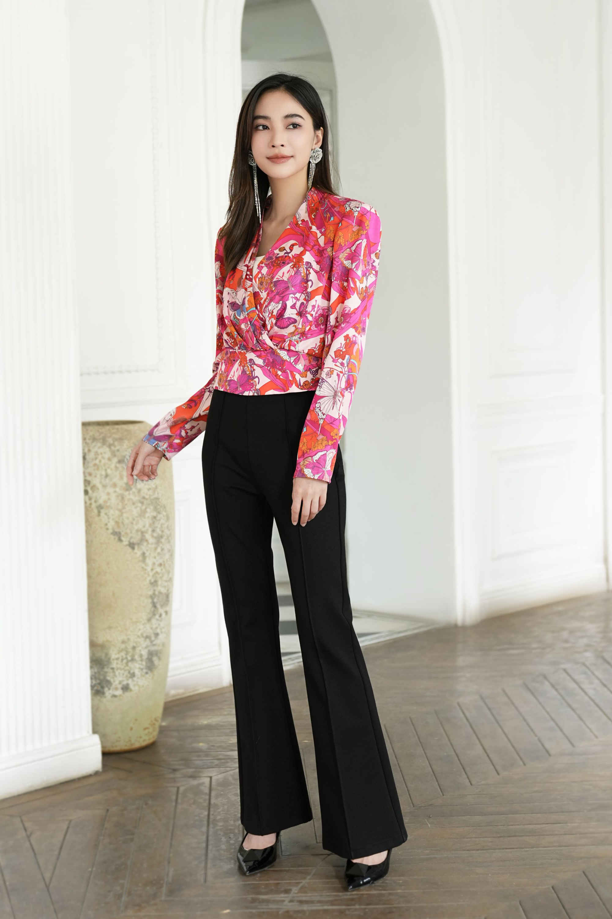 BESIONIA Printed Ladylike Blouse