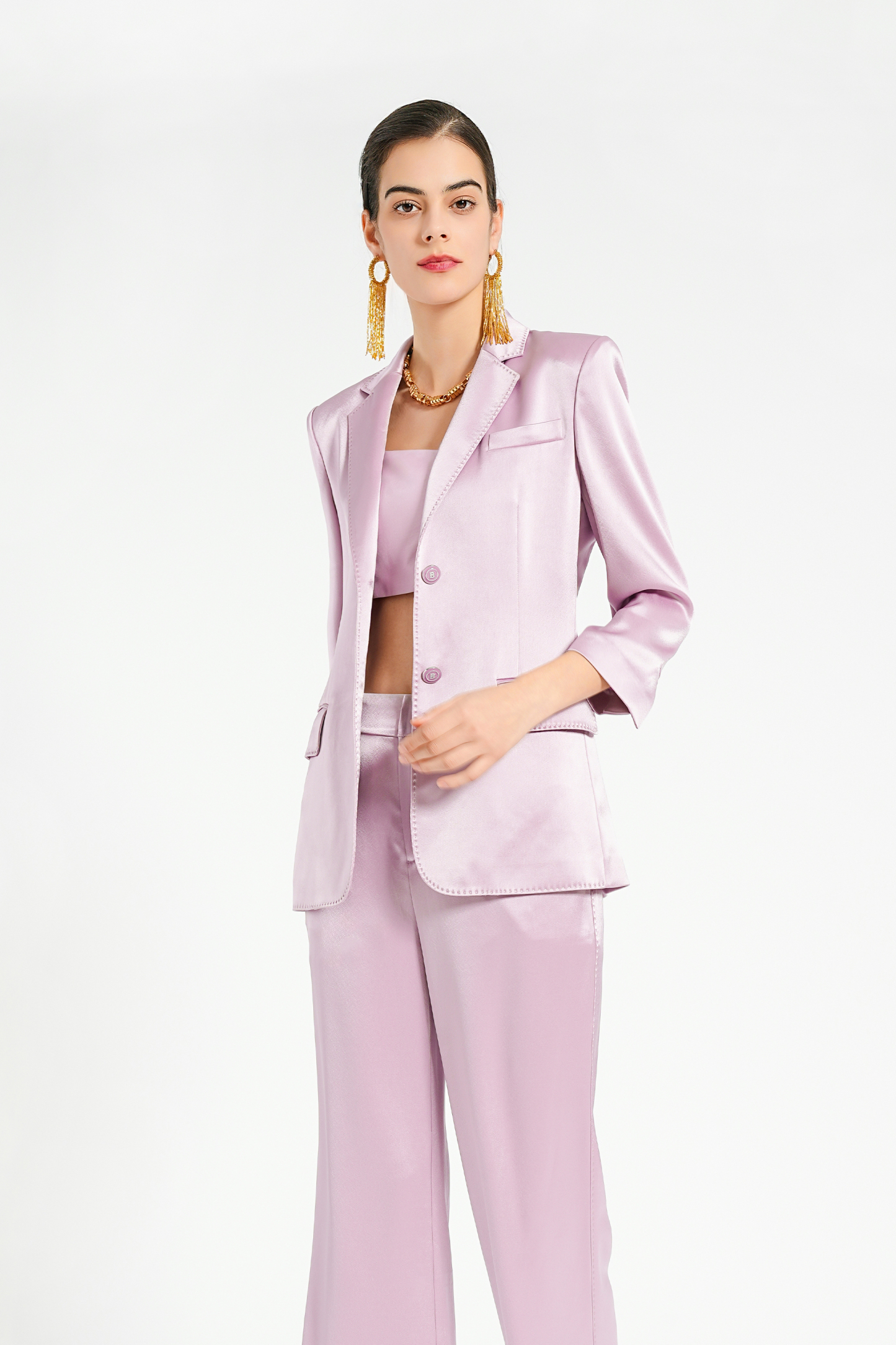 BESIONIA Chic Light Purple Suits