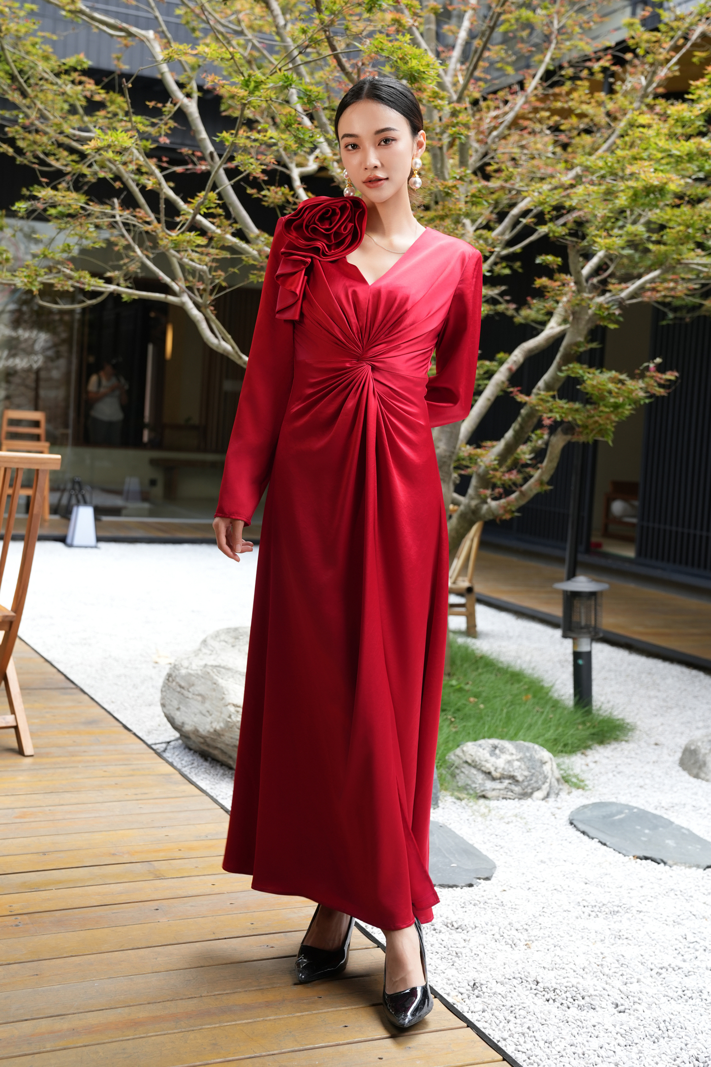 BESIONIA French-style Pleated Light Dress