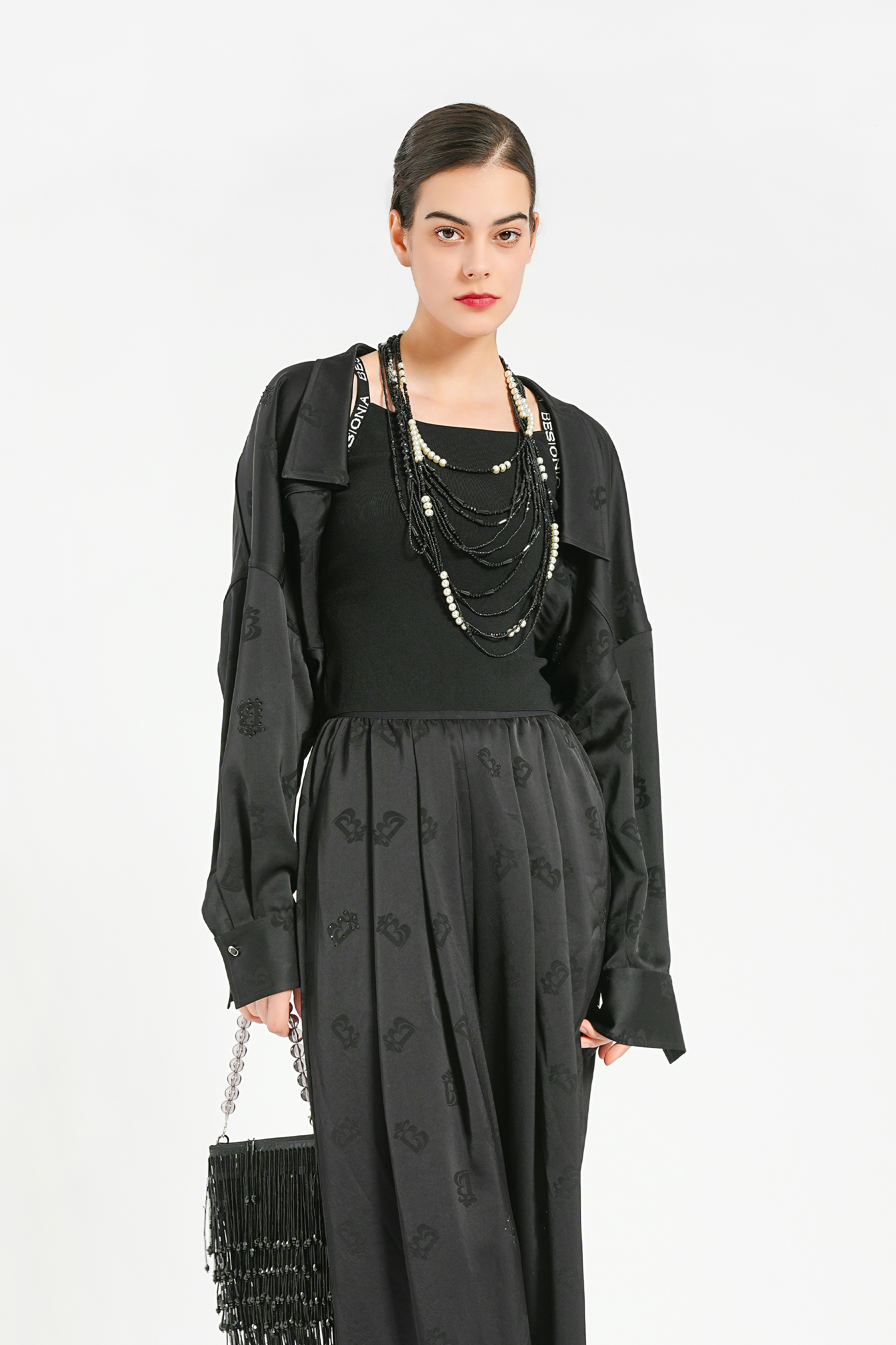 BESIONIA Retro Letter Bat Sleeve Short Jacket