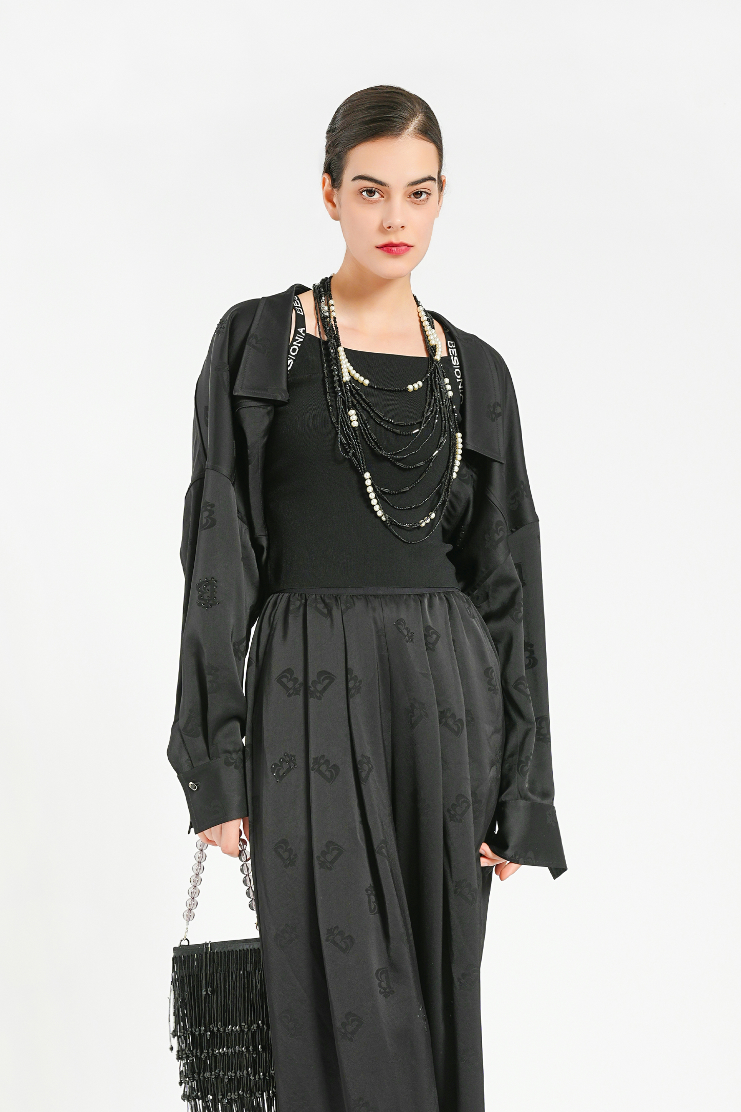 BESIONIA Retro Letter Bat Sleeve Short Jacket