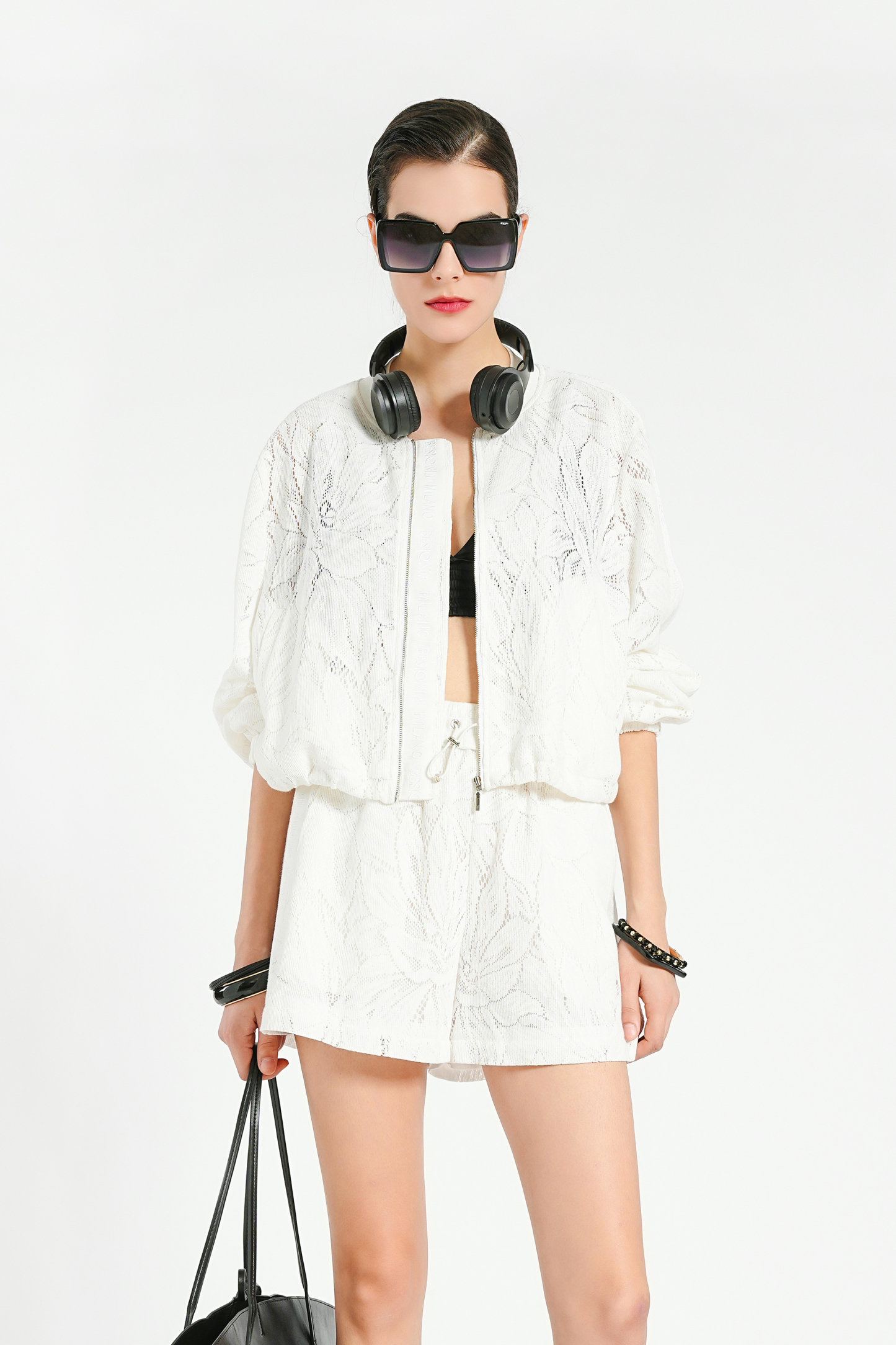 BESIONIA Cutout Printed Jacket