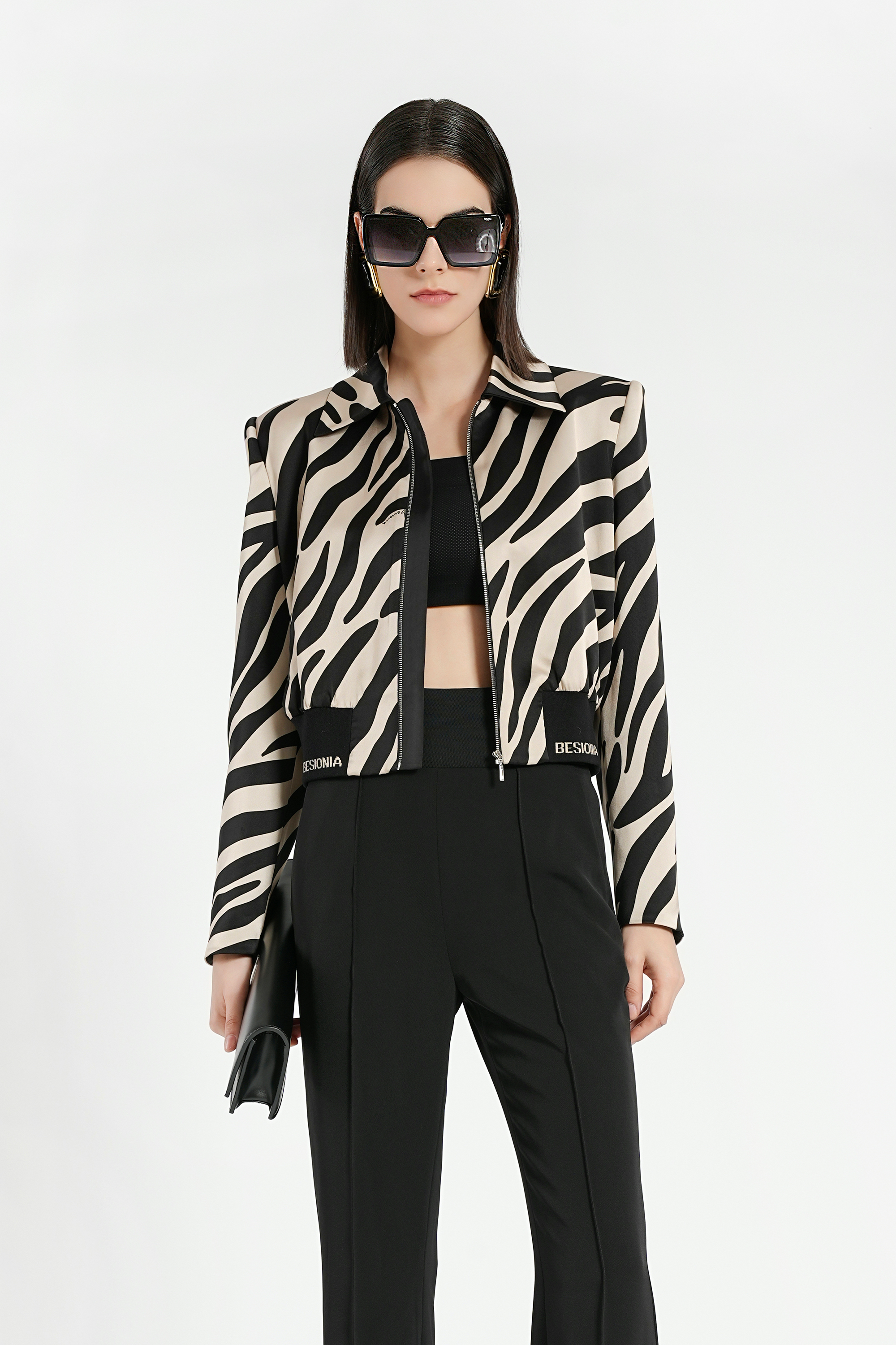 BESIONIA Chic Striped Short Jacket