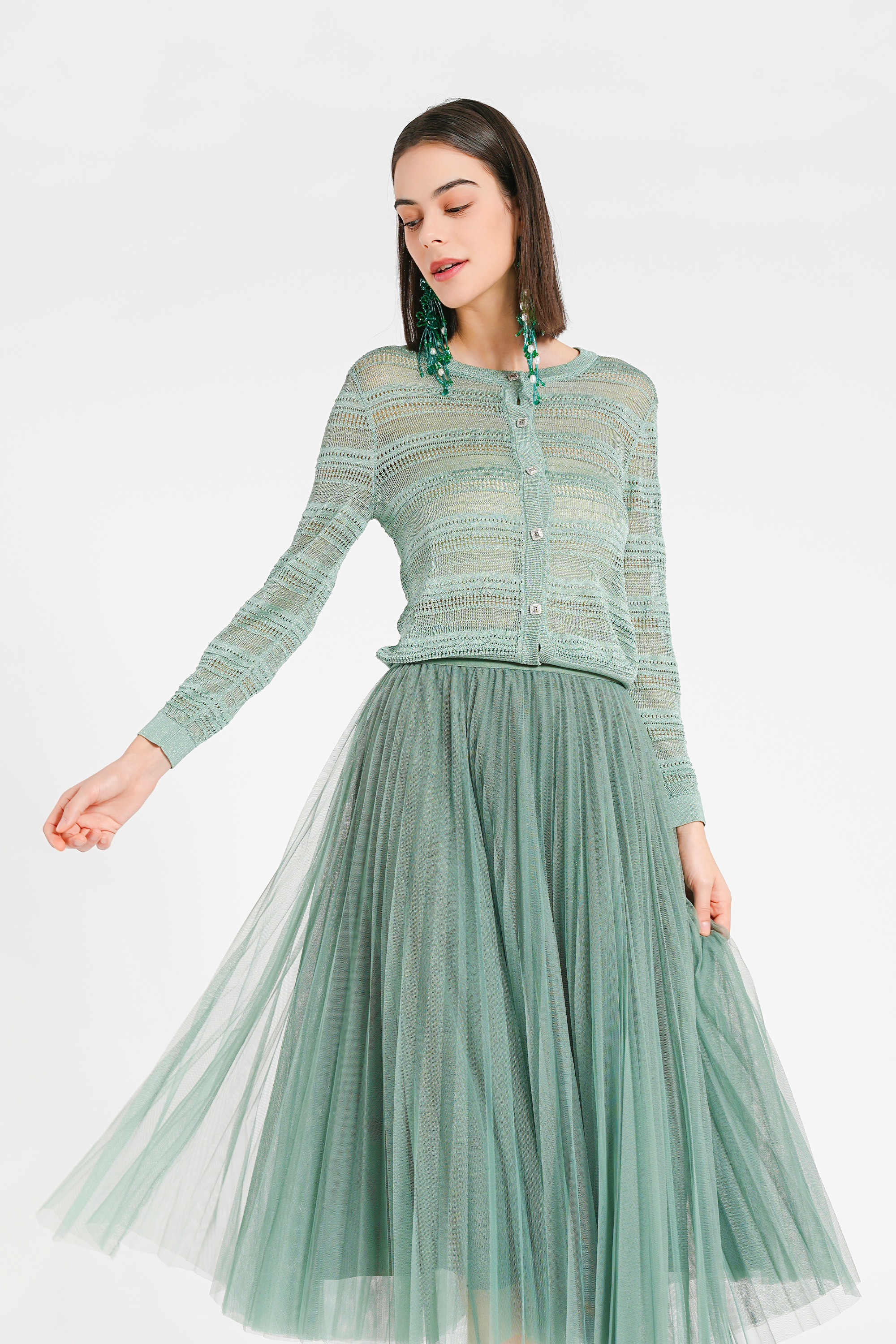 BESIONIA Cutout Slim Long Sleeve Top