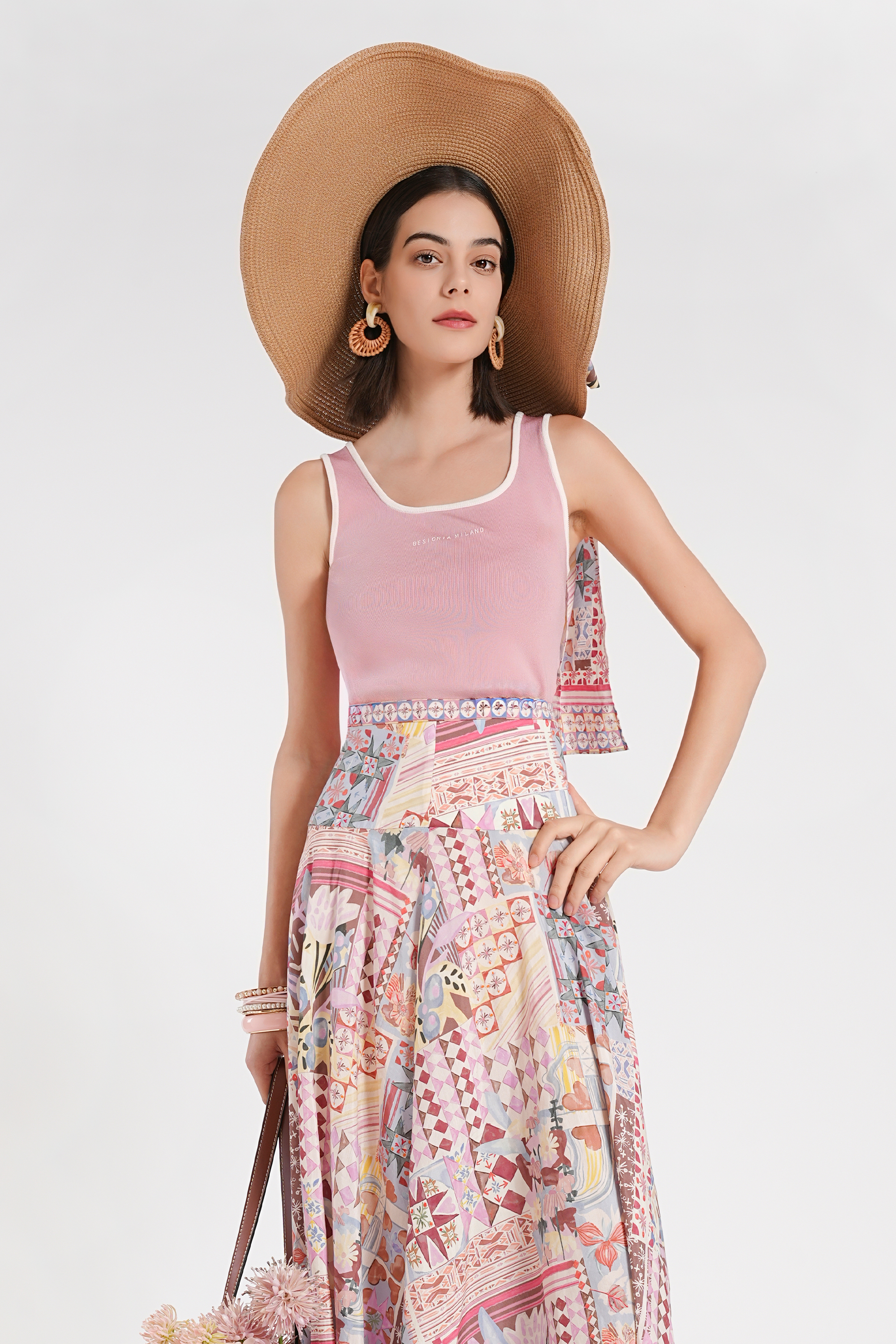 BESIONIA Pink Square Neck Slimming Vest