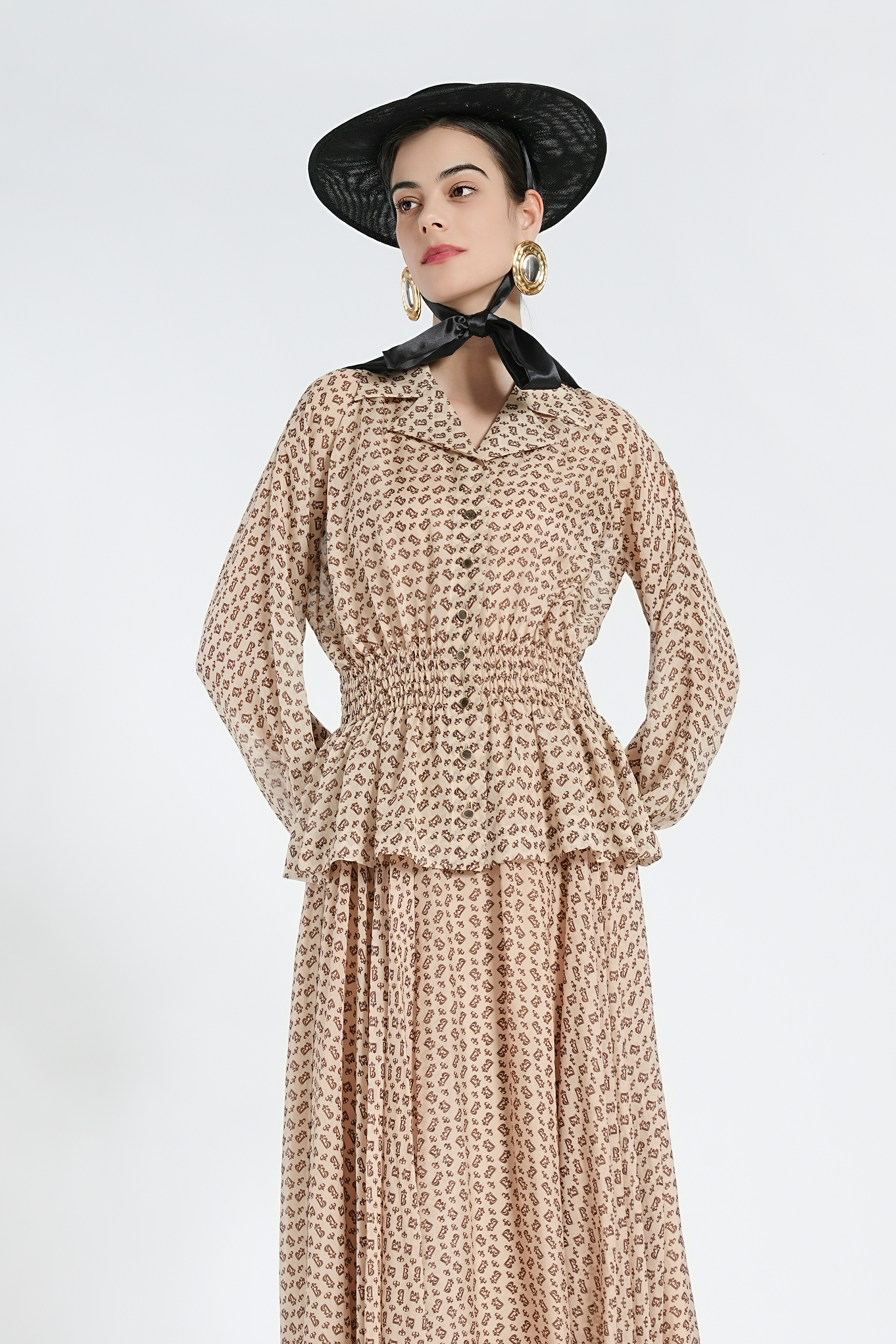 BESIONIA Temperament Mulberry Silk Printed Shirt