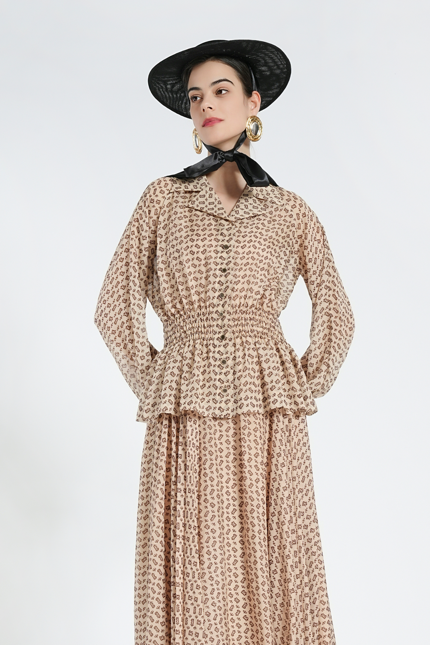 BESIONIA Temperament Mulberry Silk Printed Shirt