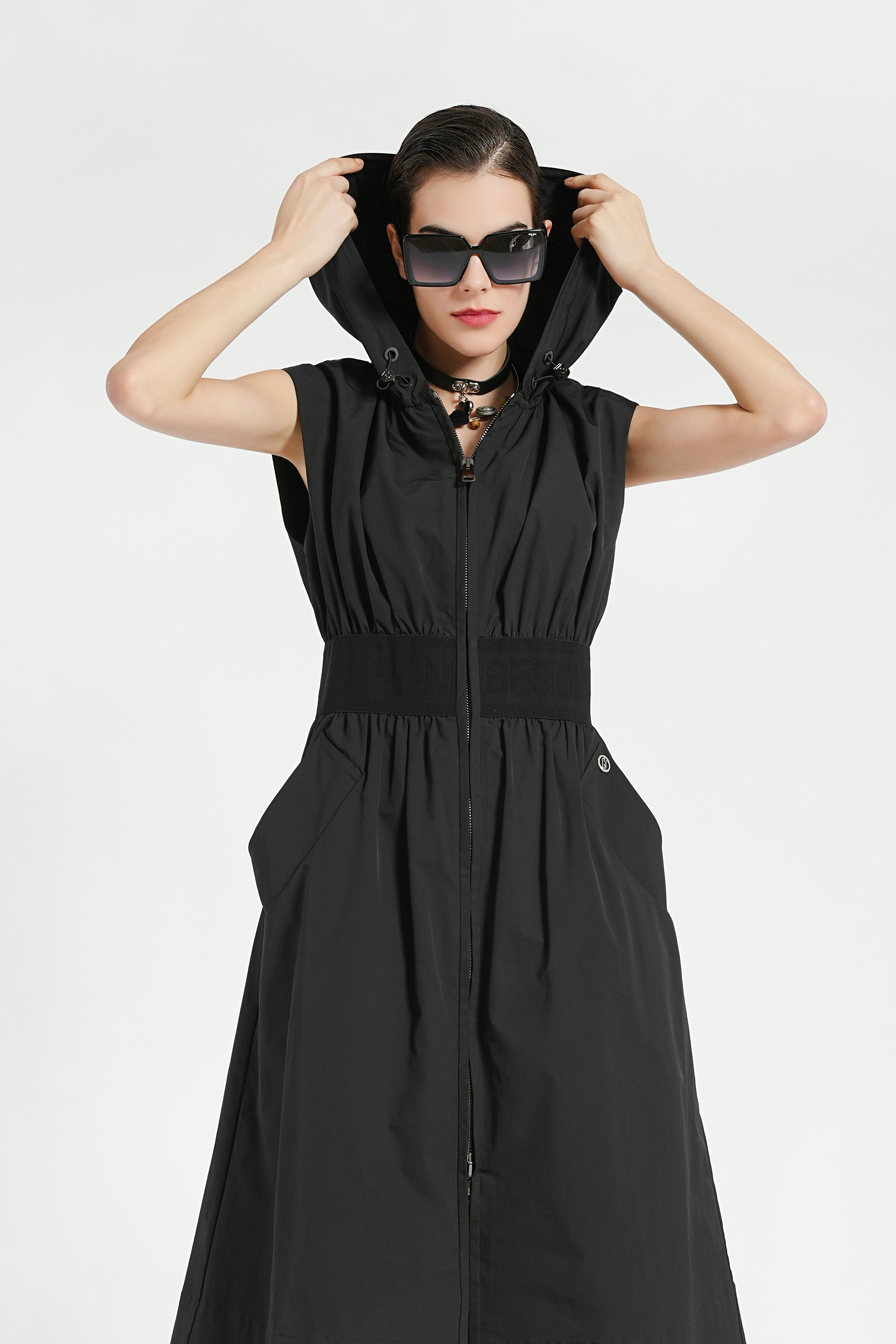 BESIONIA Long Sleeve Shell Jacket Dress