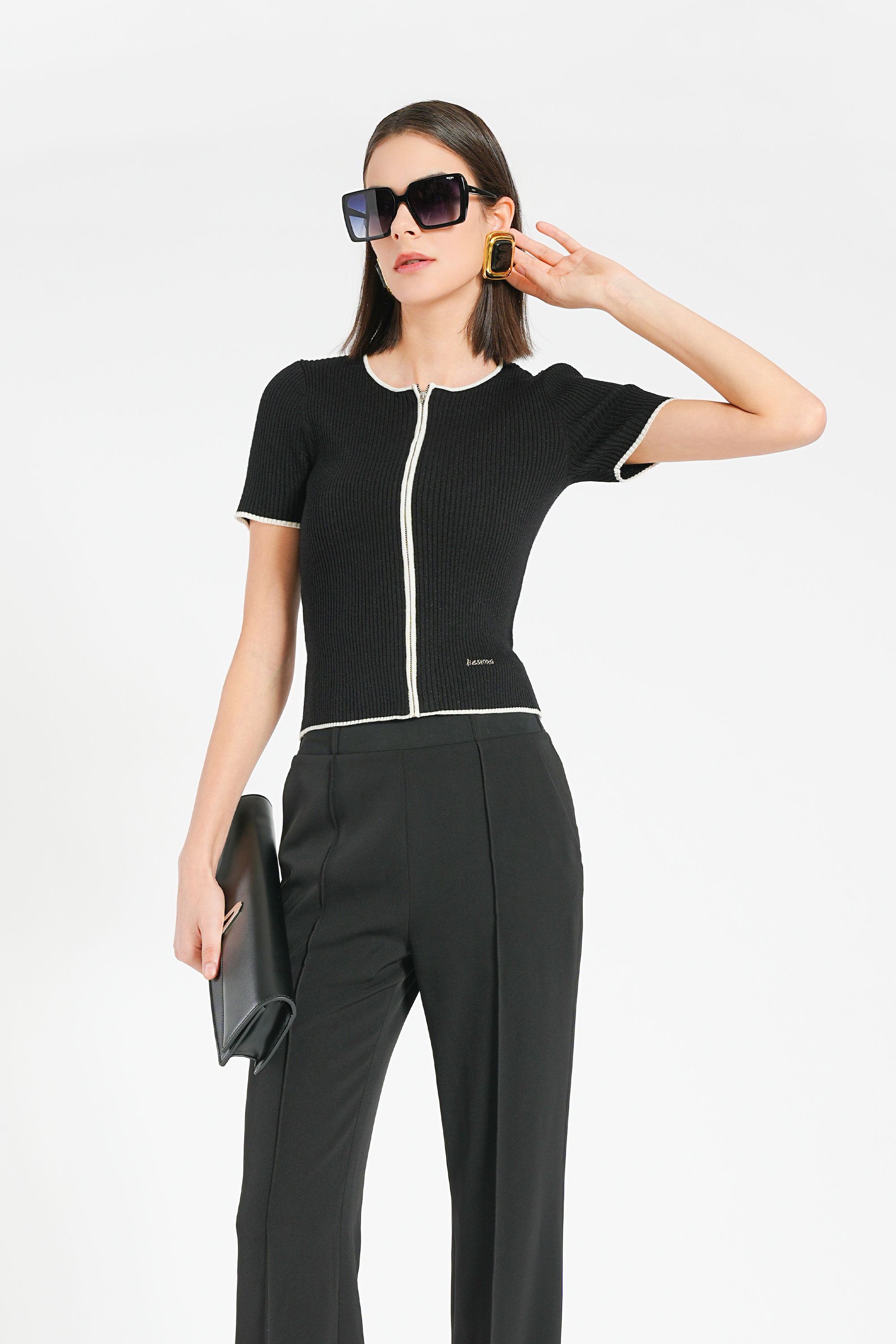 BESIONIA French Wool Knit Blouse