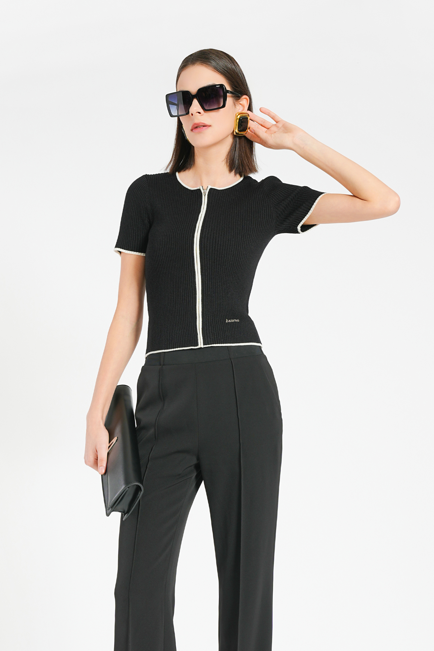 BESIONIA French Wool Knit Blouse