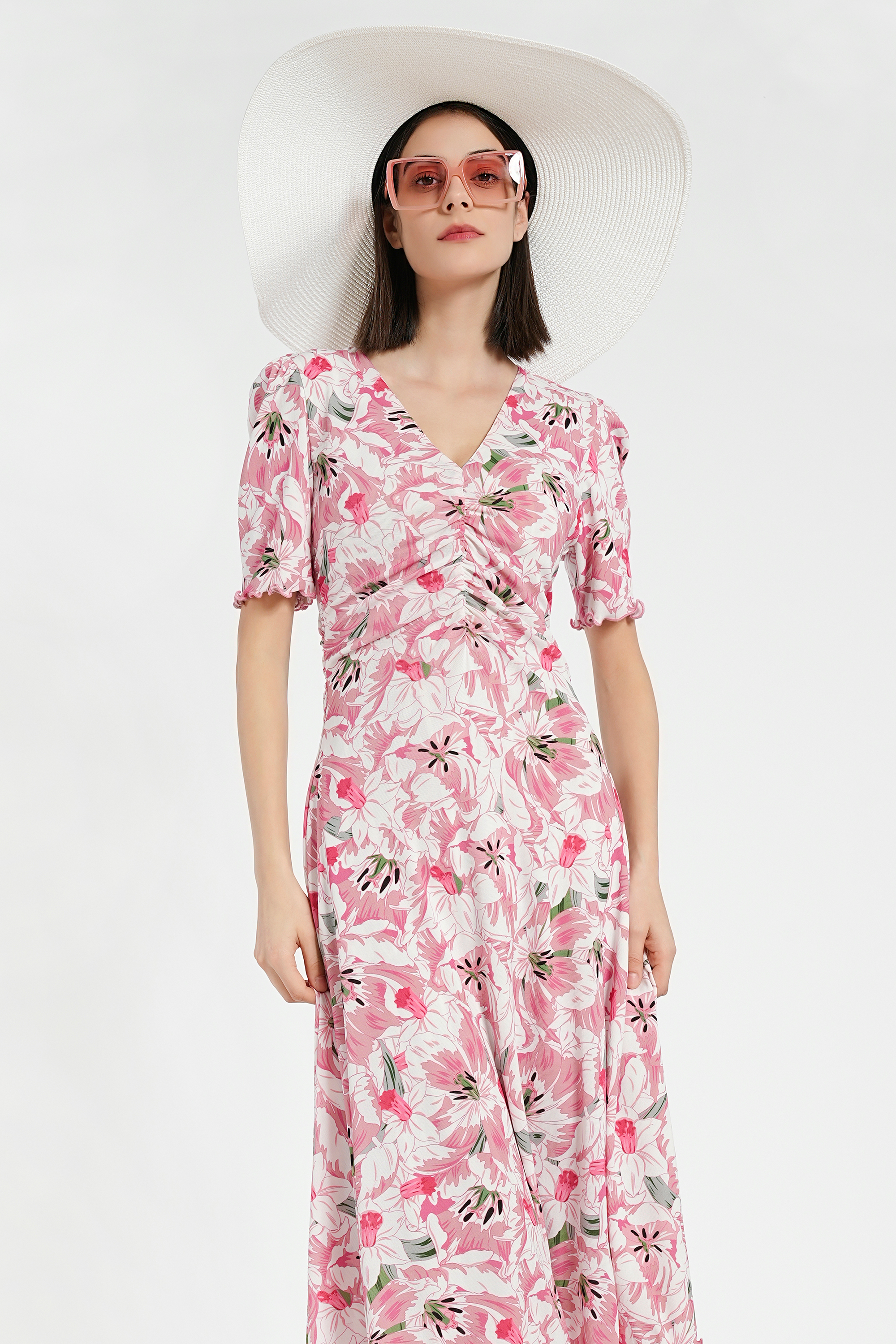 BESIONIA Botanical Printed Vacation Maxi Dress