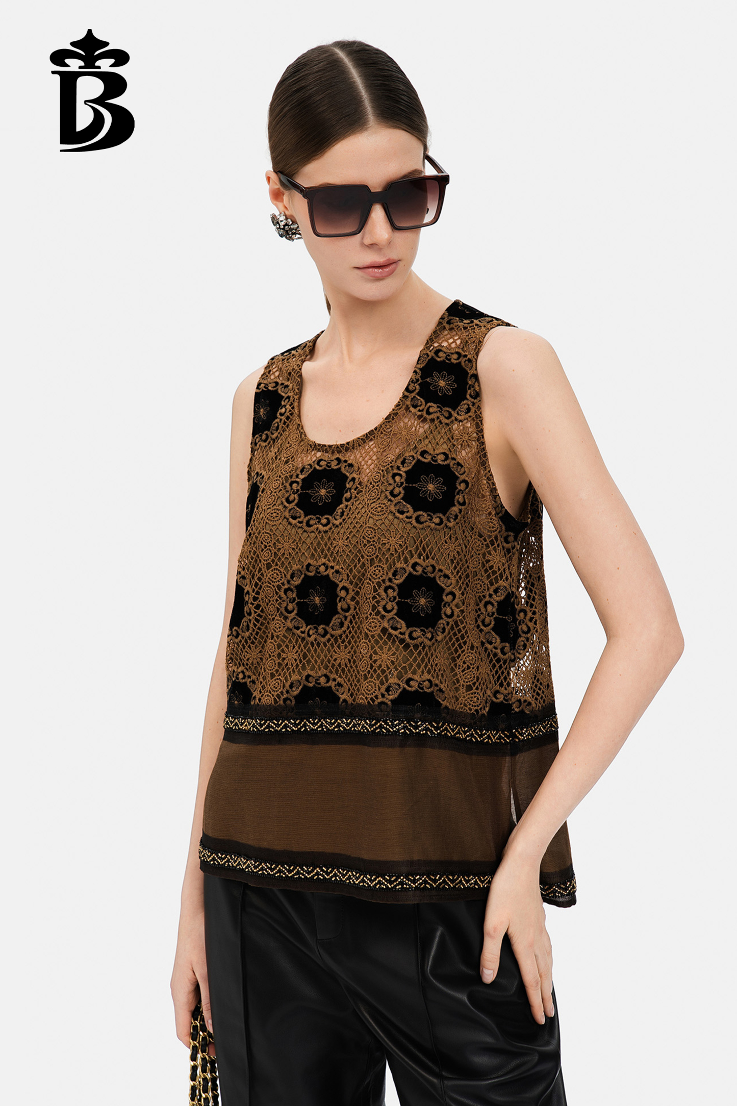 BESIONIA- Vintage Lace Patchwork Sleeveless Vest