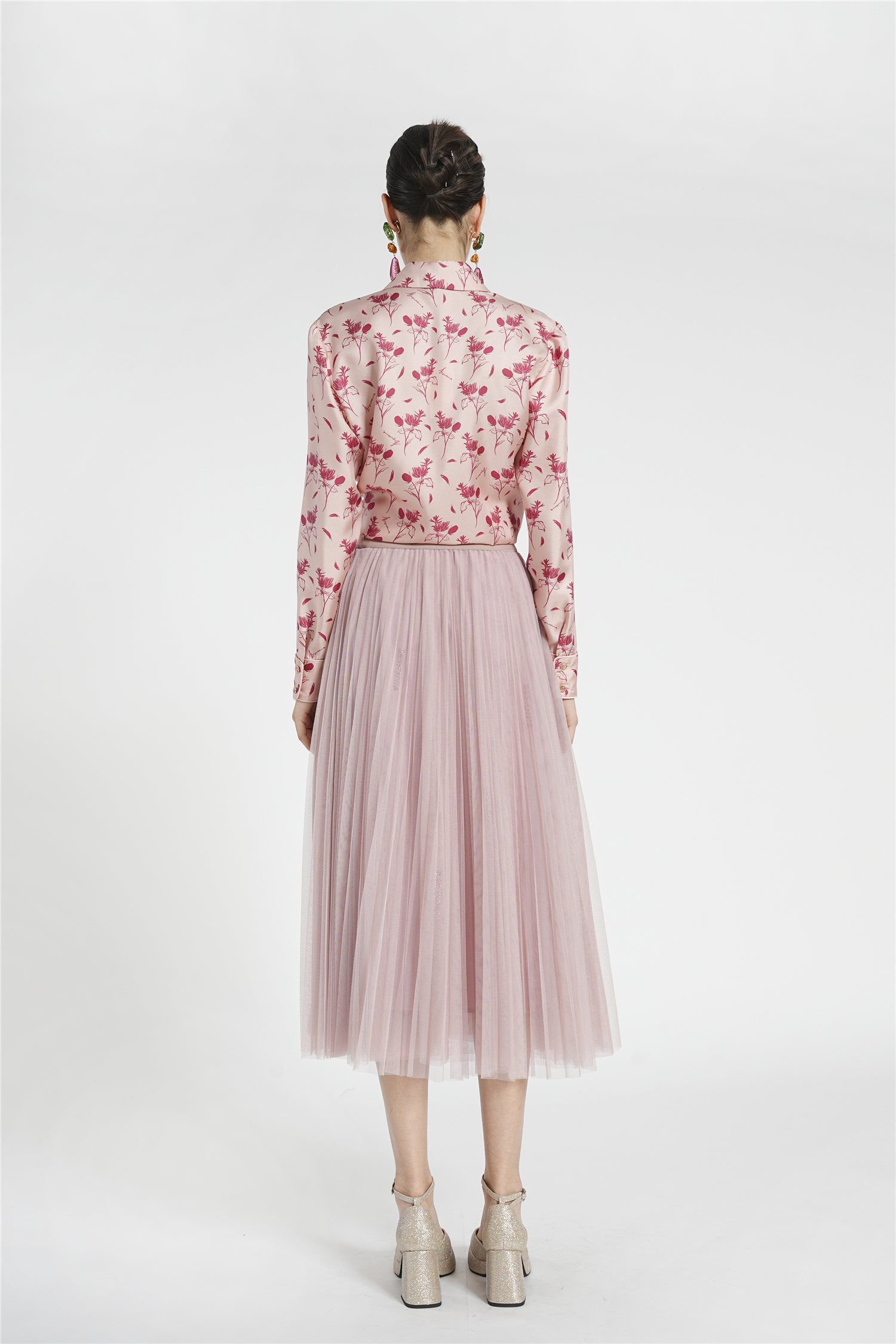 BESIONIA Printed Bow Design Blouse