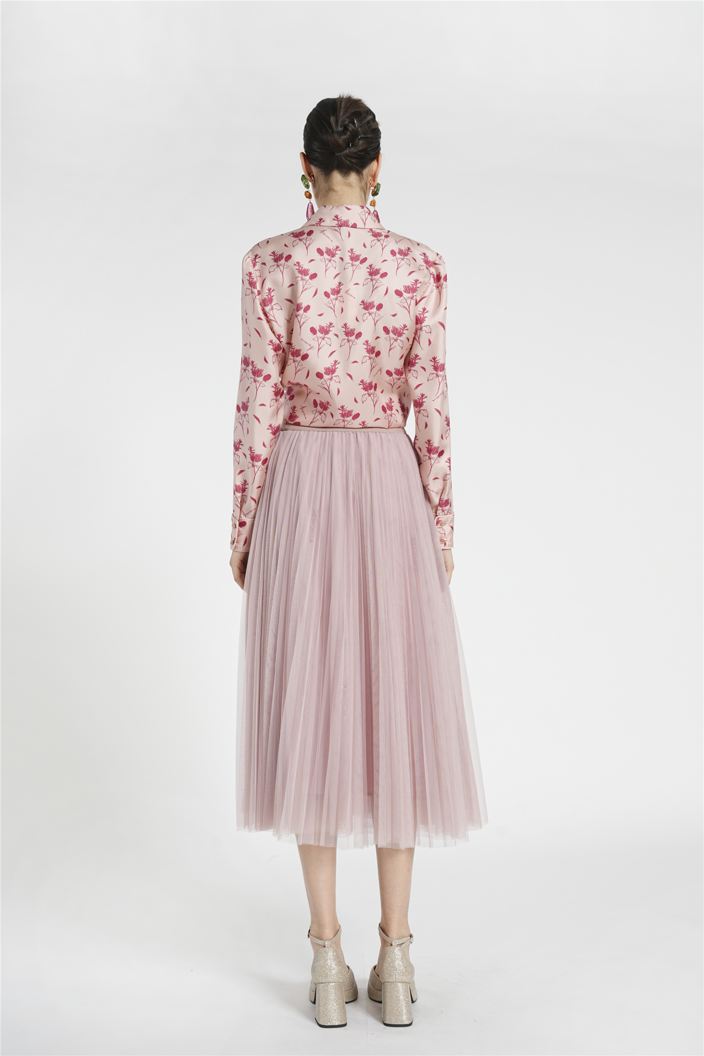 BESIONIA Printed Bow Design Blouse