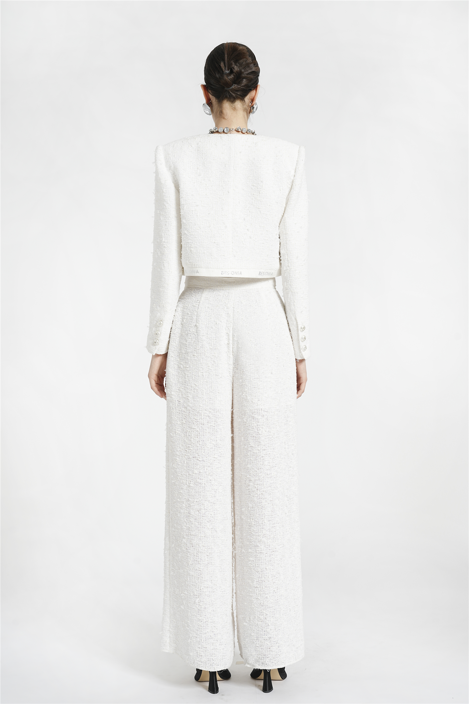 BESIONIA Tweed Airy Short Jacket