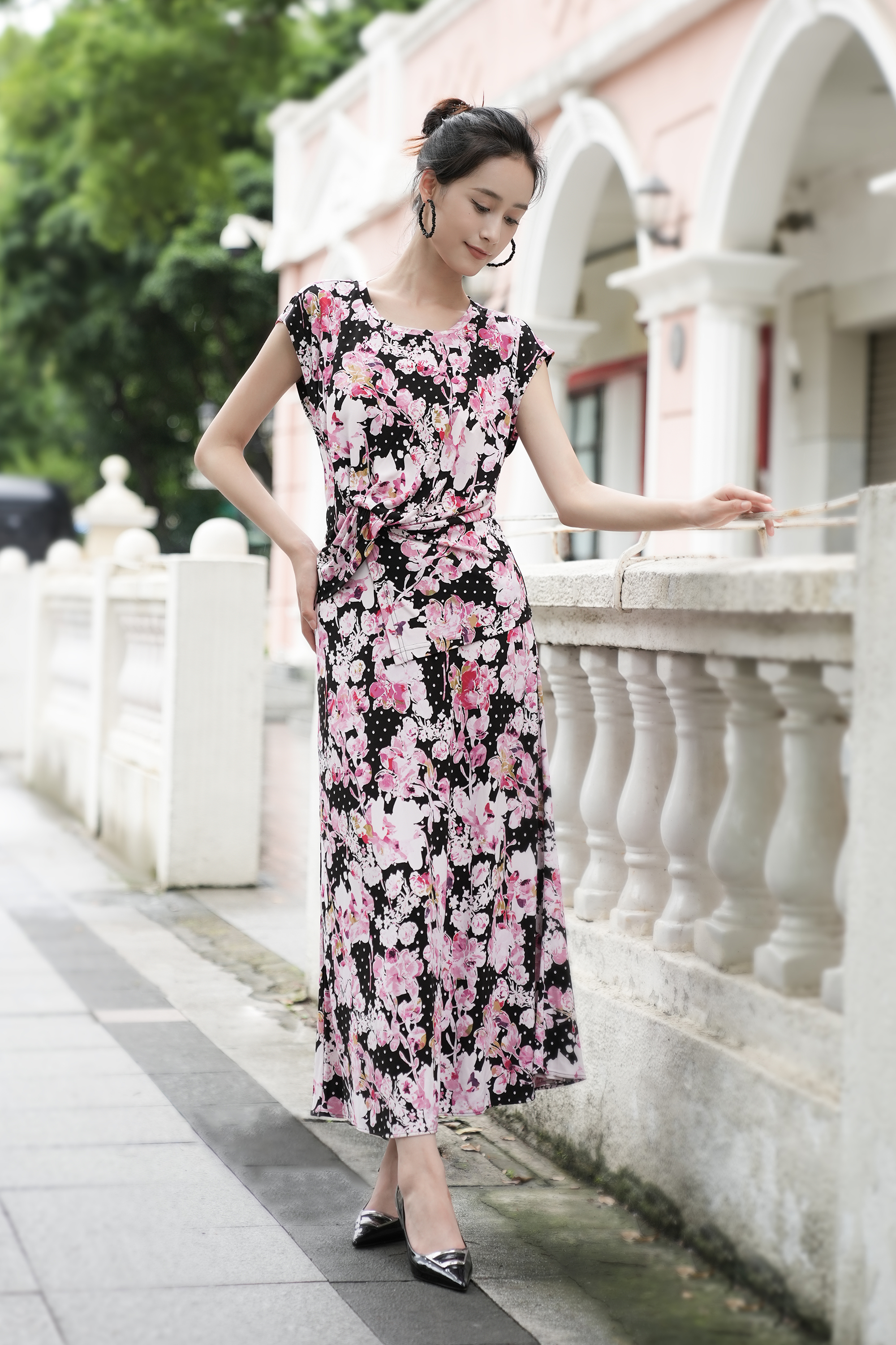 BESIONIA Ruffled Floral Blouse