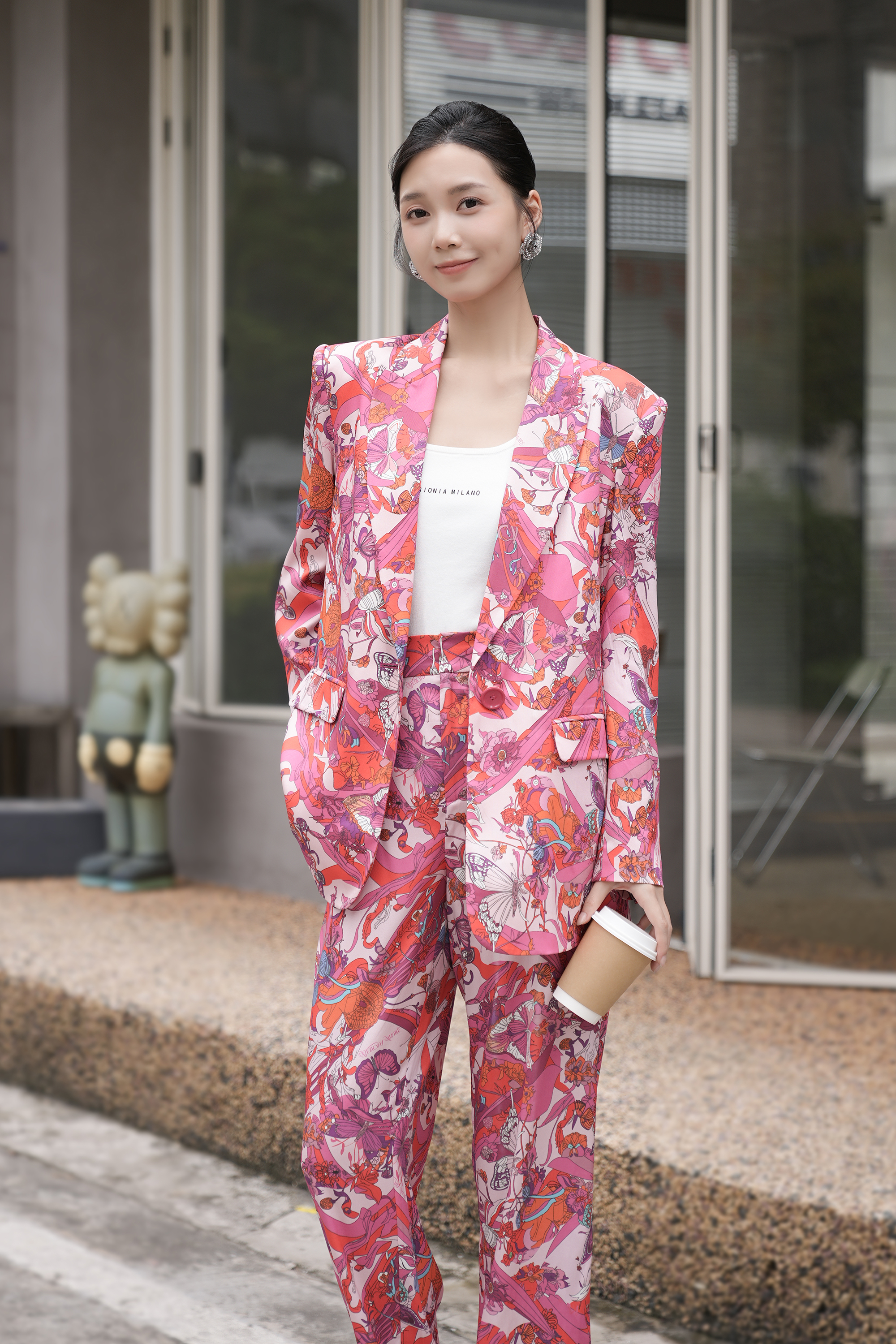 BESIONIA Printed Mulberry Silk Suit