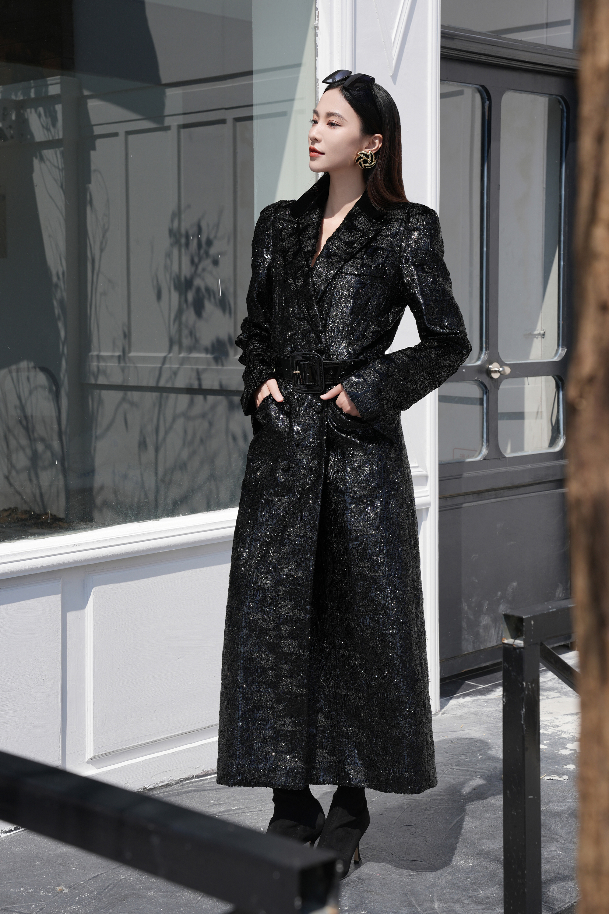 BESIONIA Vintage Style Sequin Coat