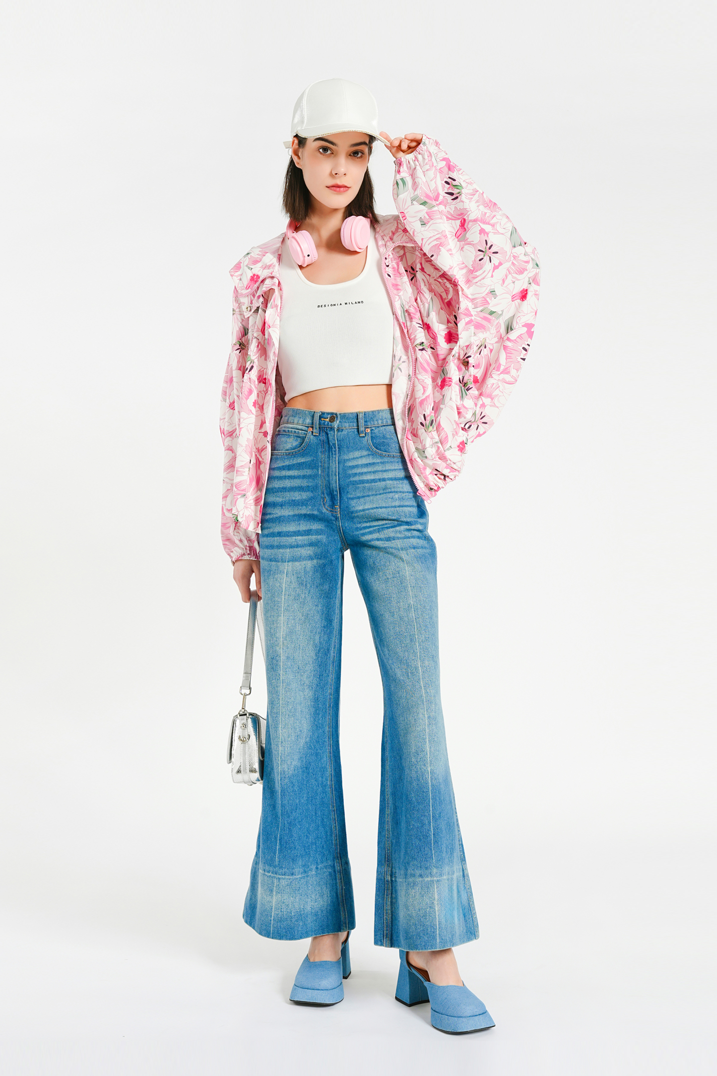 BESIONIA Botanical Print Short Jacket