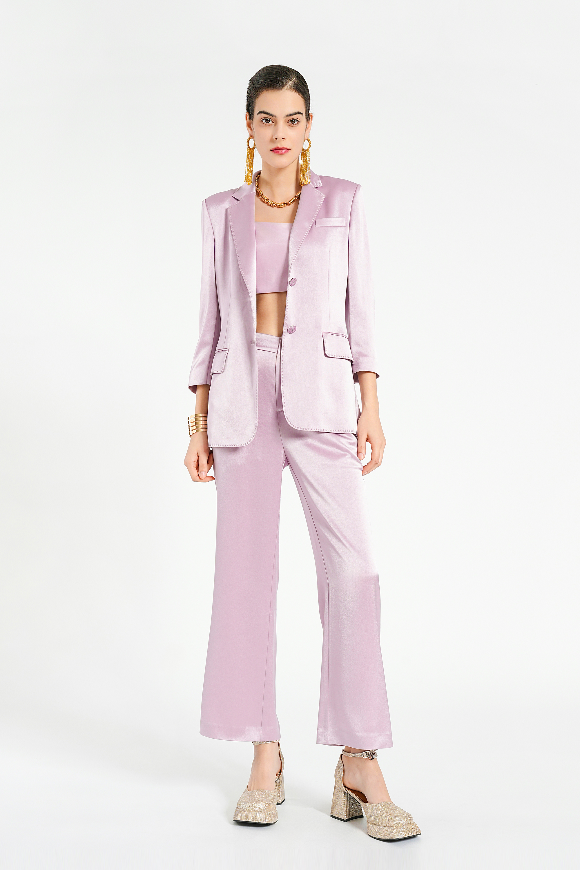 BESIONIA Chic Light Purple Suits