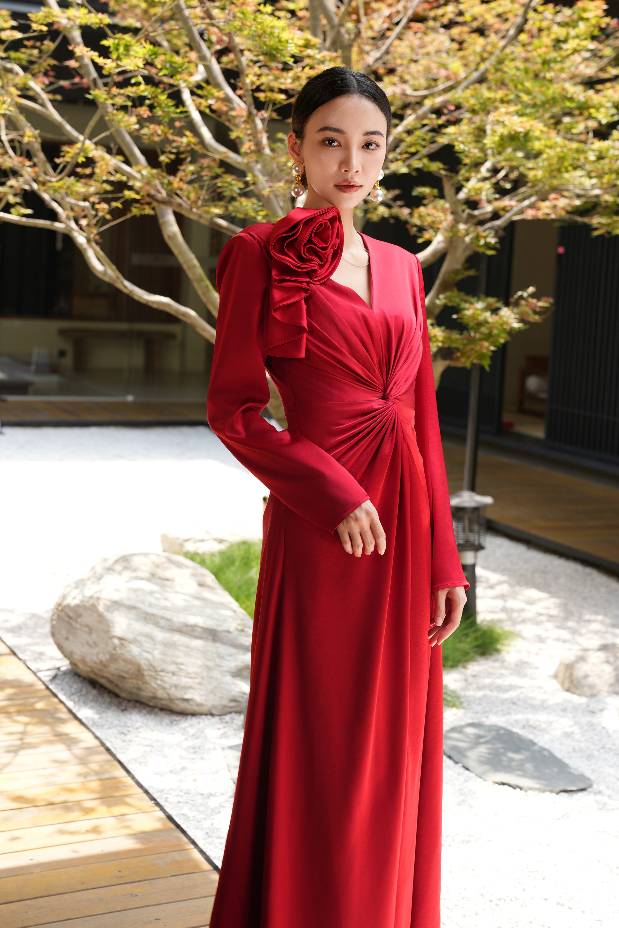 BESIONIA French-style Pleated Light Dress