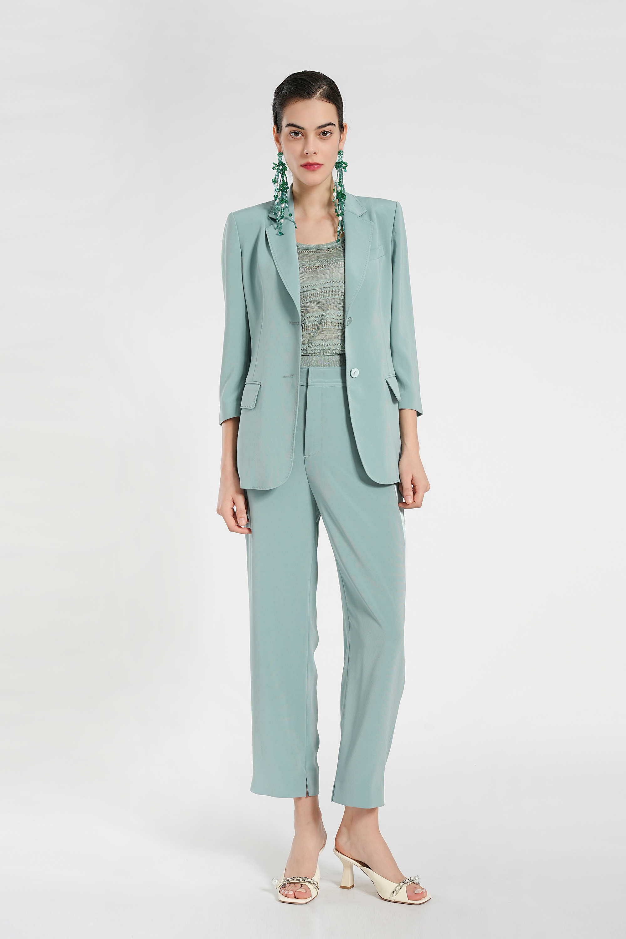 BESIONIA Light Blue Classic Professional Suit