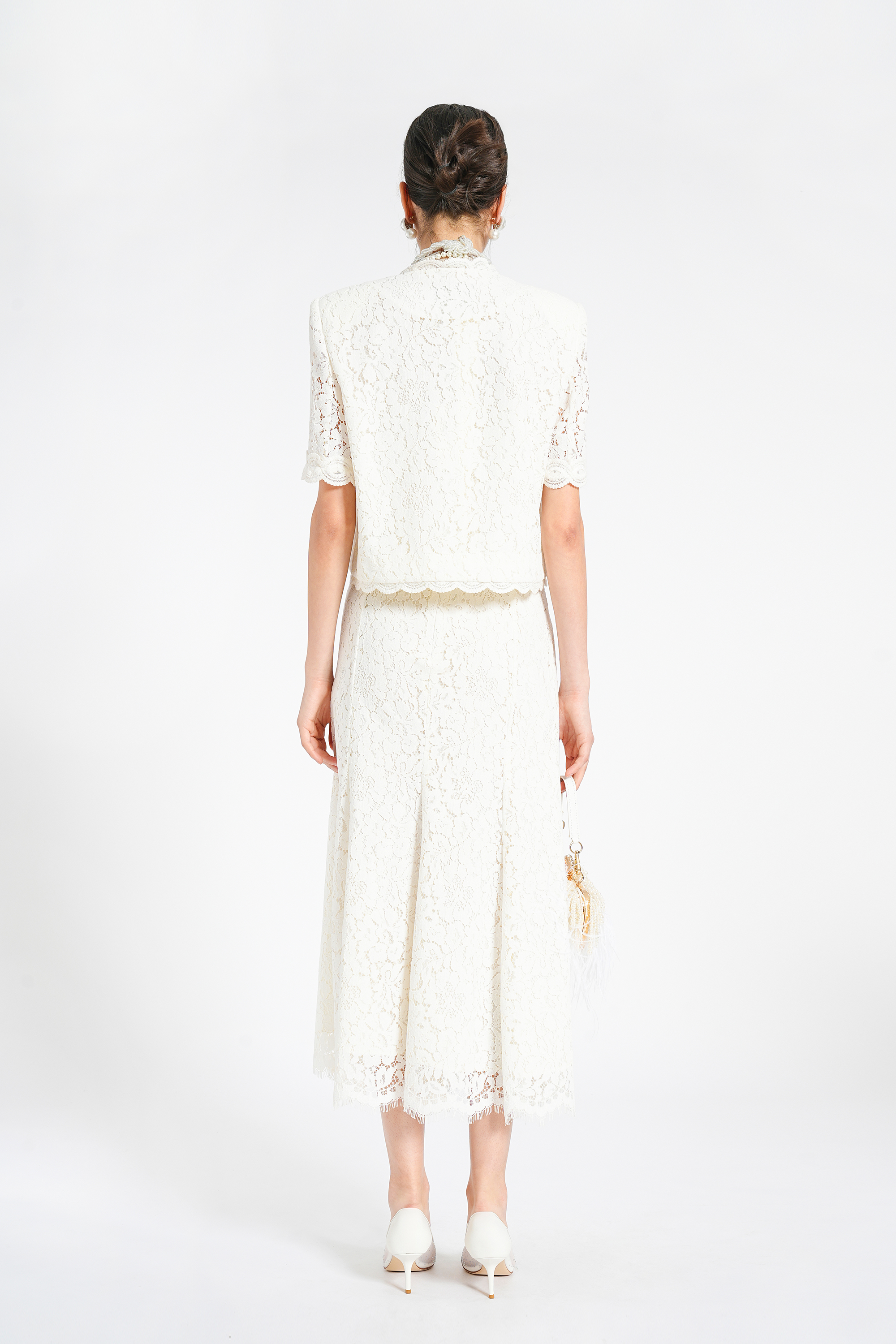 BESIONIA Lace Printed Mullet Top
