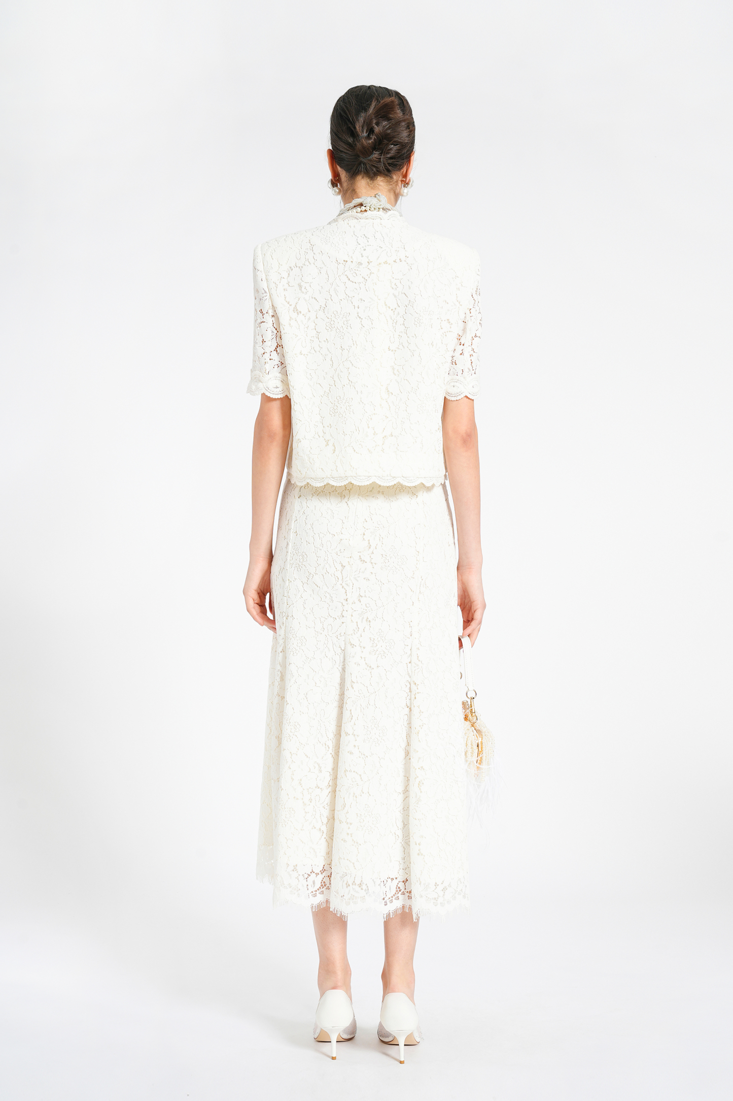 BESIONIA Lace Printed Mullet Top