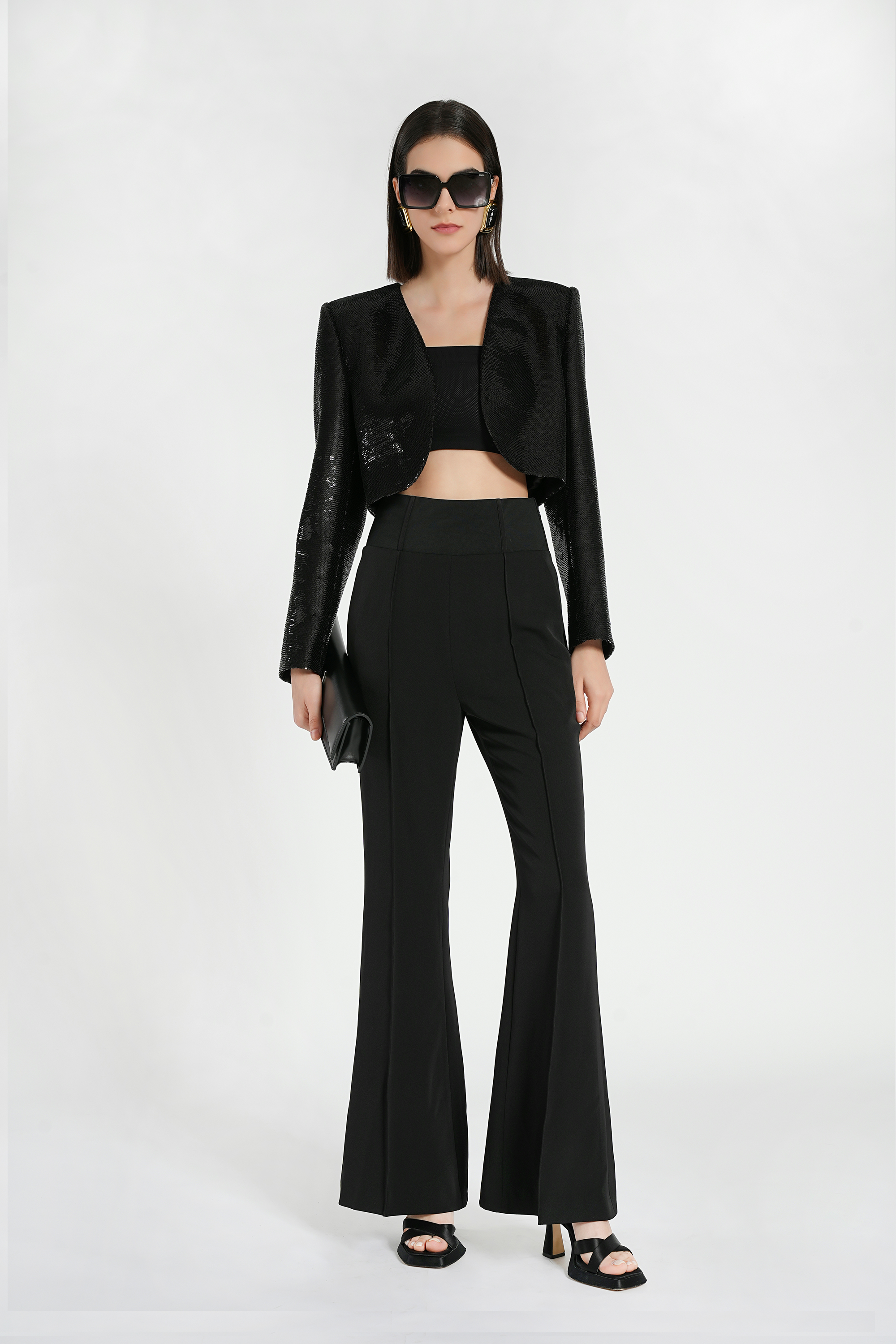 BESIONIA Elegant Sequins Short Jacket