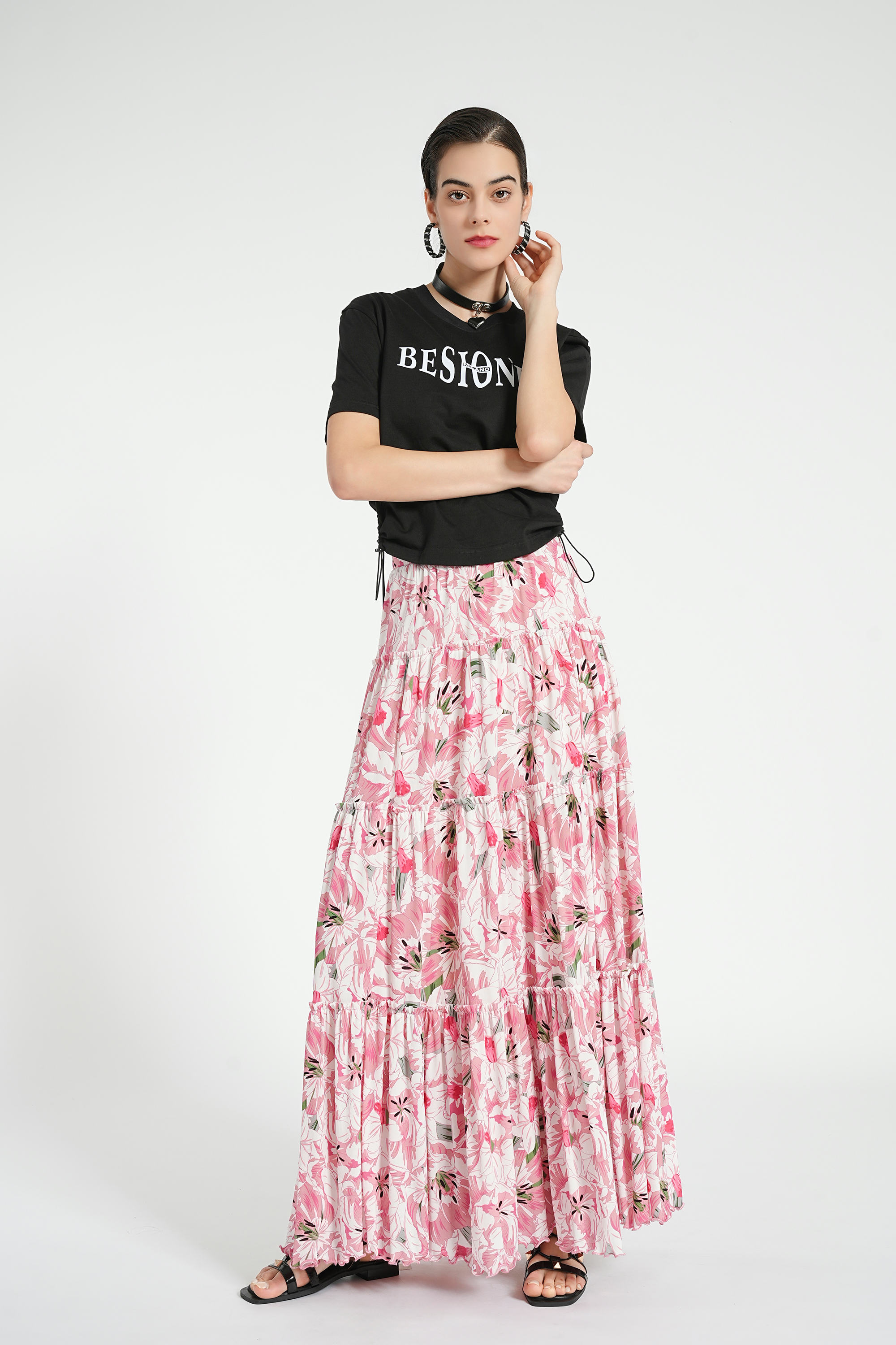 BESIONIA Drawstring Ruffle Top