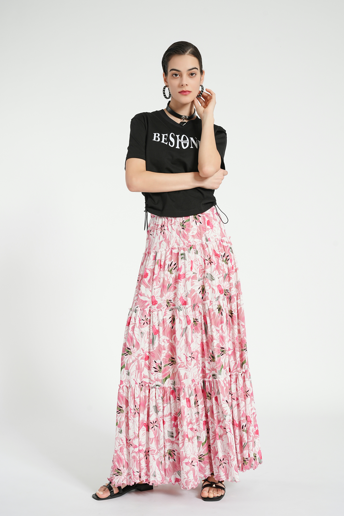 BESIONIA Drawstring Ruffle Top